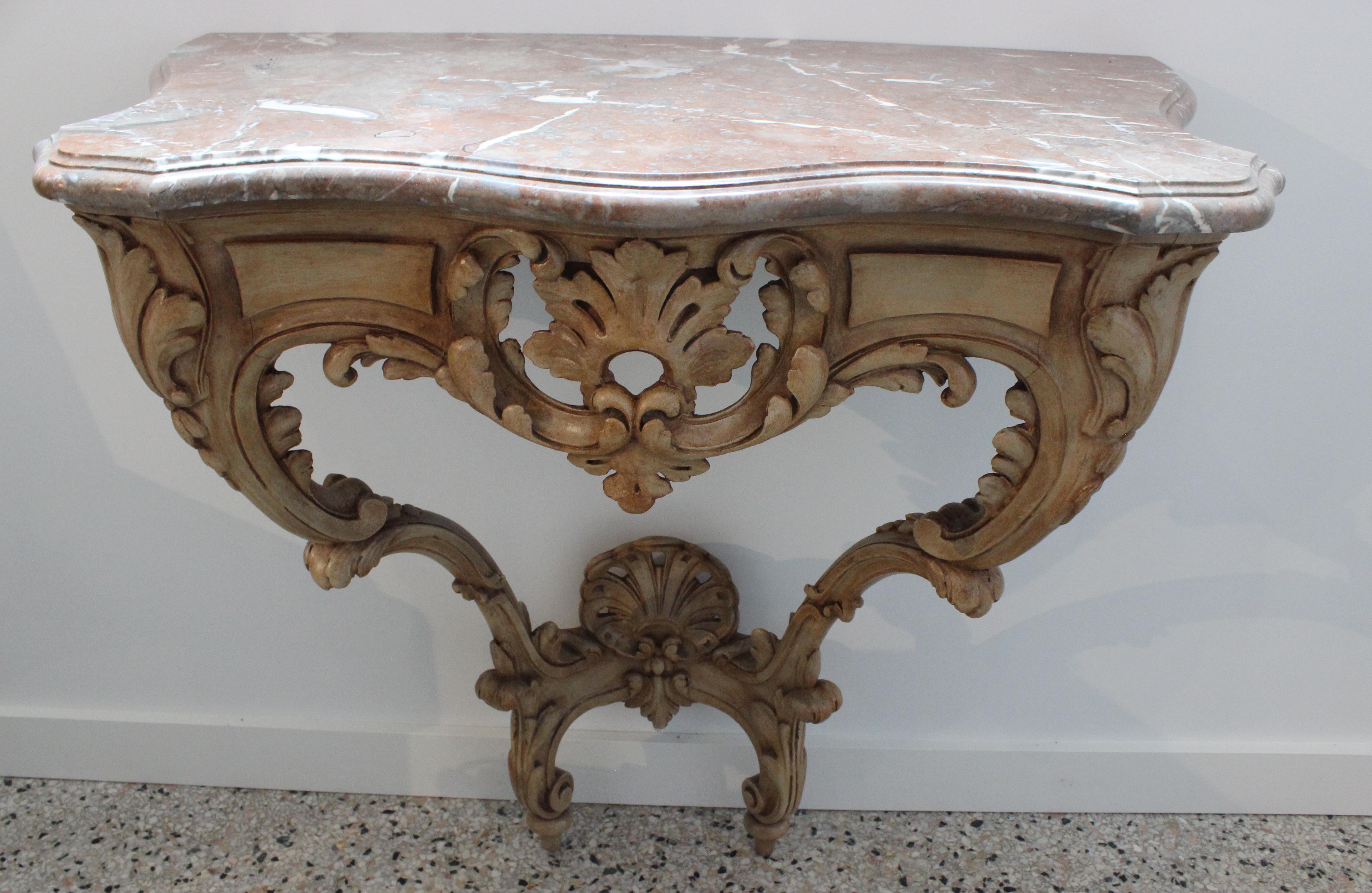 Hand-Painted Regence' Style French Wall Mount Console For Sale