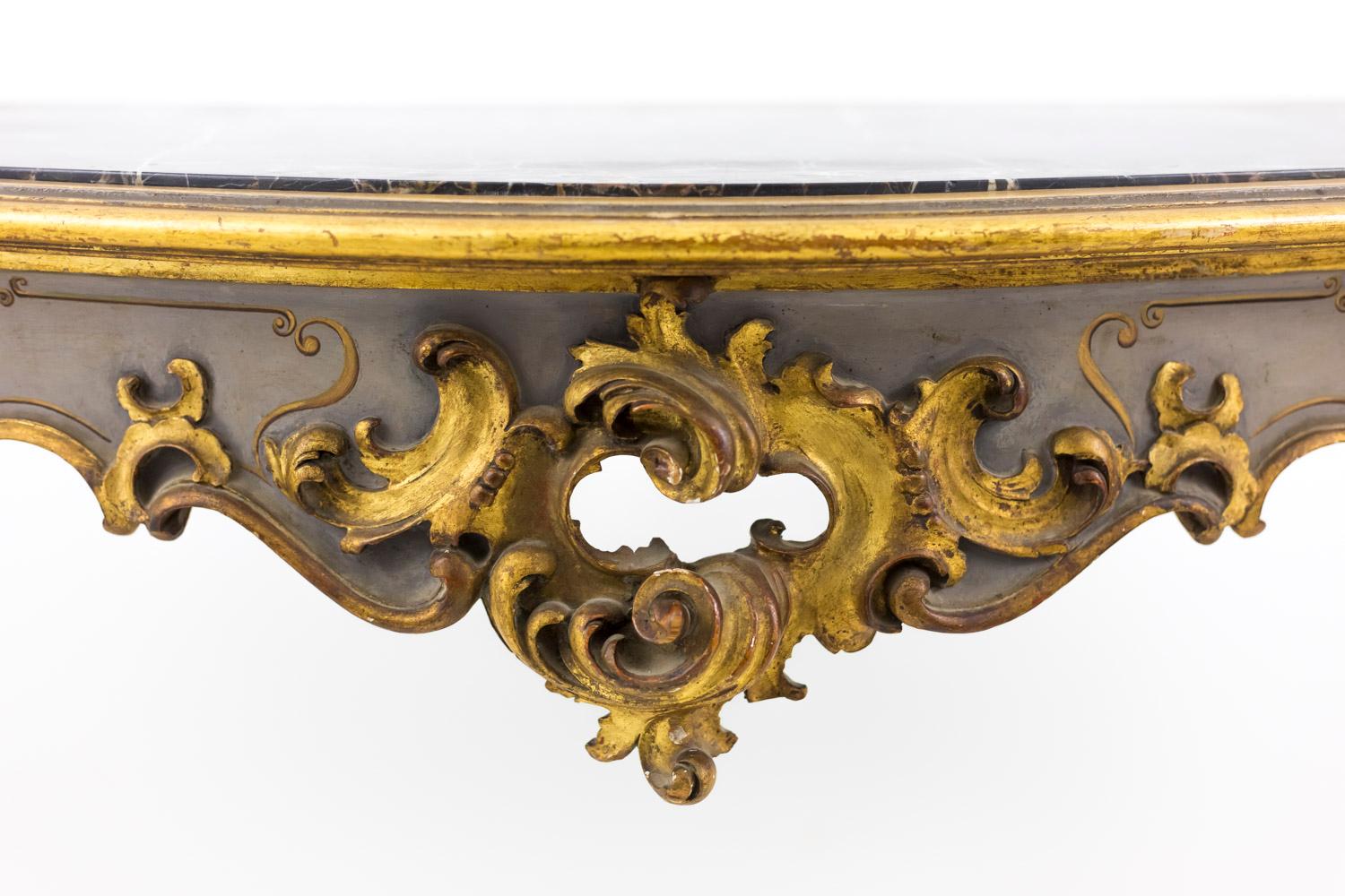 Louis XV Style Console in Grey Lacquered and Giltwood, Late 19th Century 2