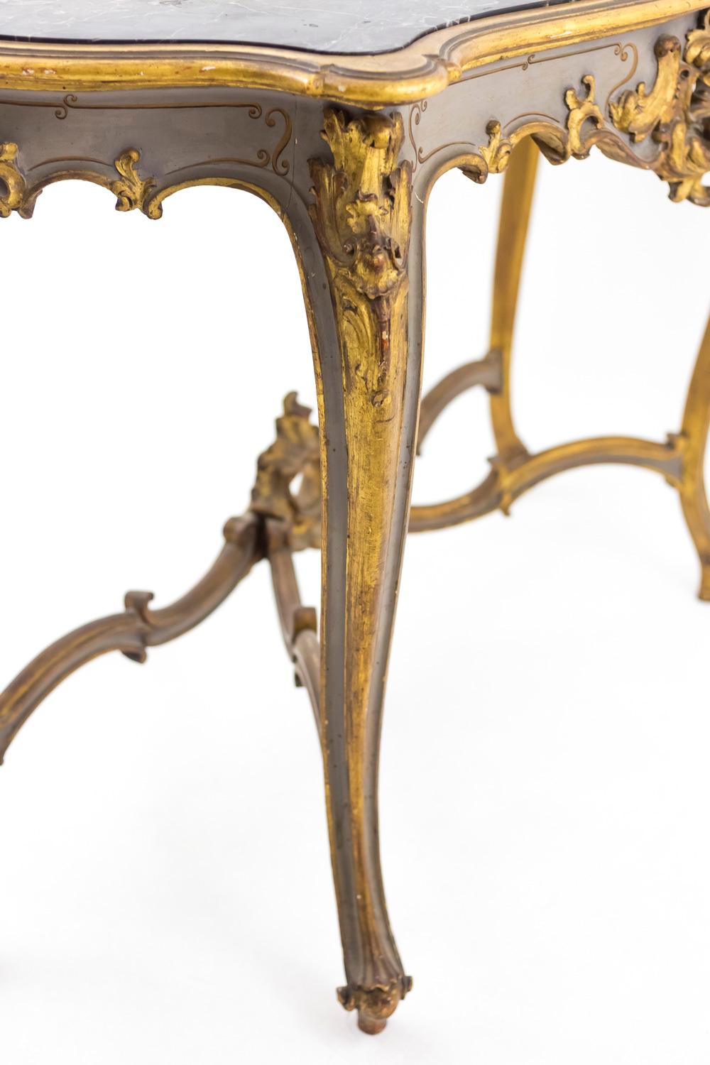 Louis XV Style Console in Grey Lacquered and Giltwood, Late 19th Century 3