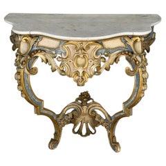 Louis XV style console in polychrome wood, circa 1880