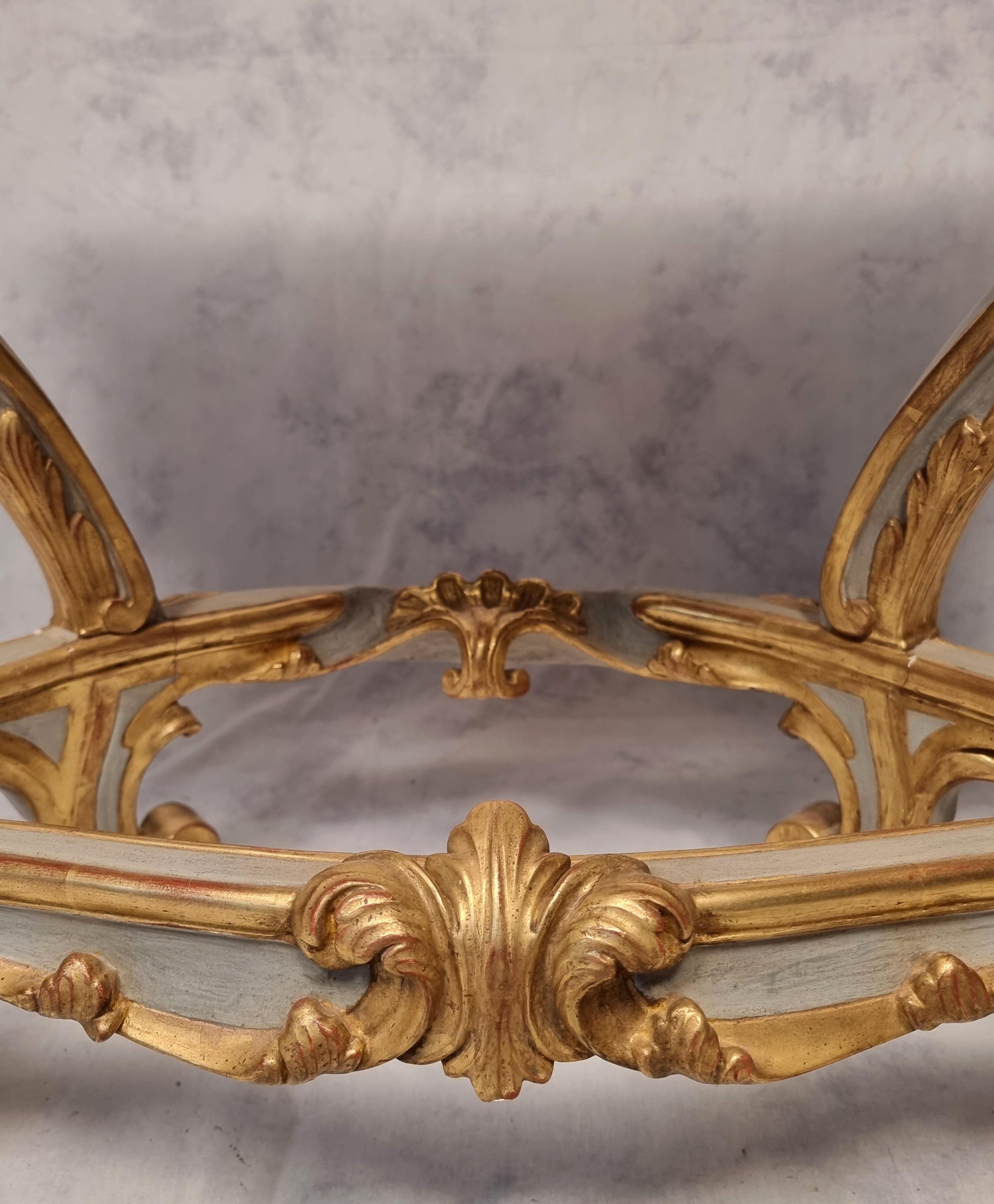 Louis XV Style Console on Four Legs, Lacquered Wood, 19th C For Sale 5