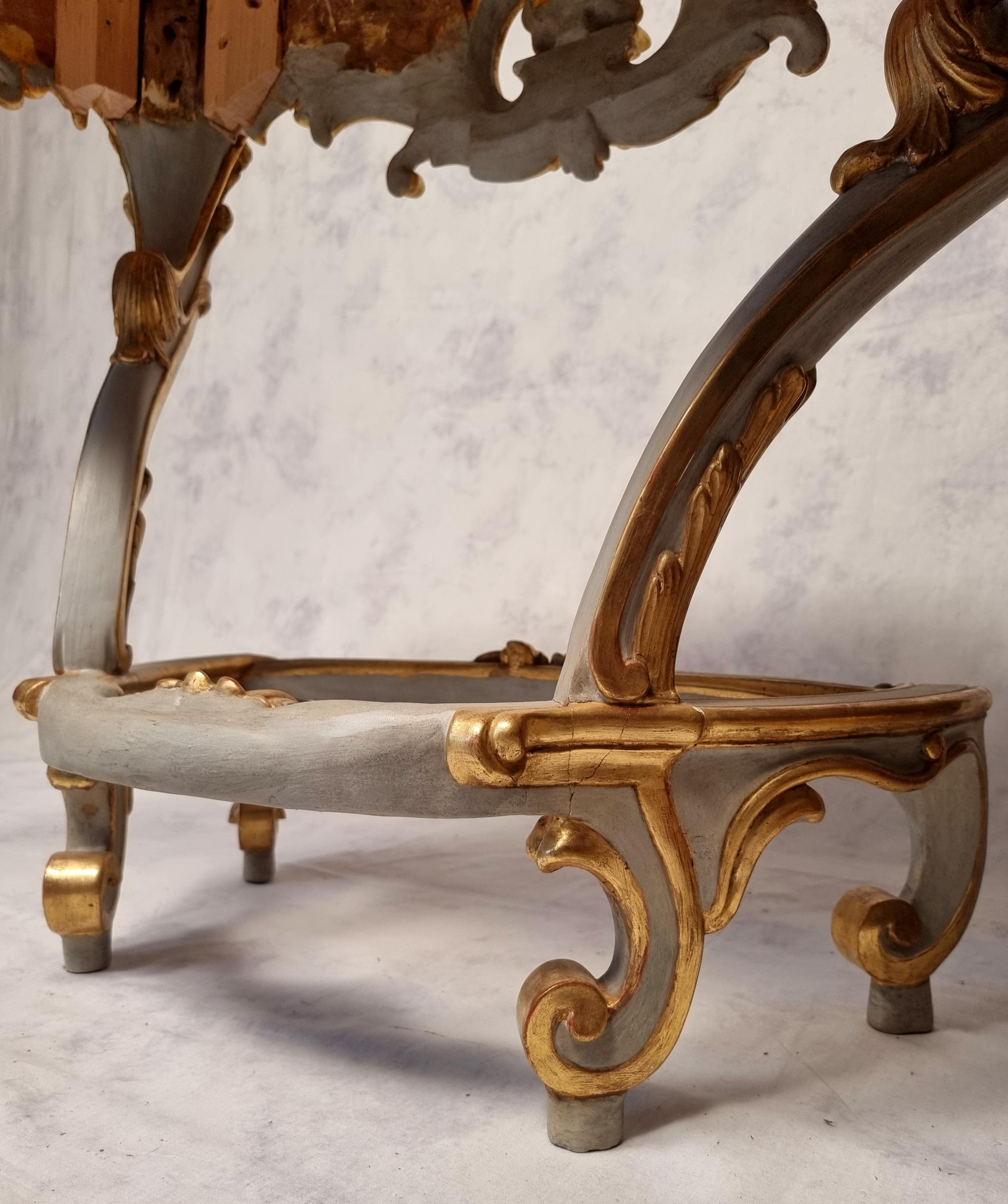 French Louis XV Style Console on Four Legs, Lacquered Wood, 19th C For Sale