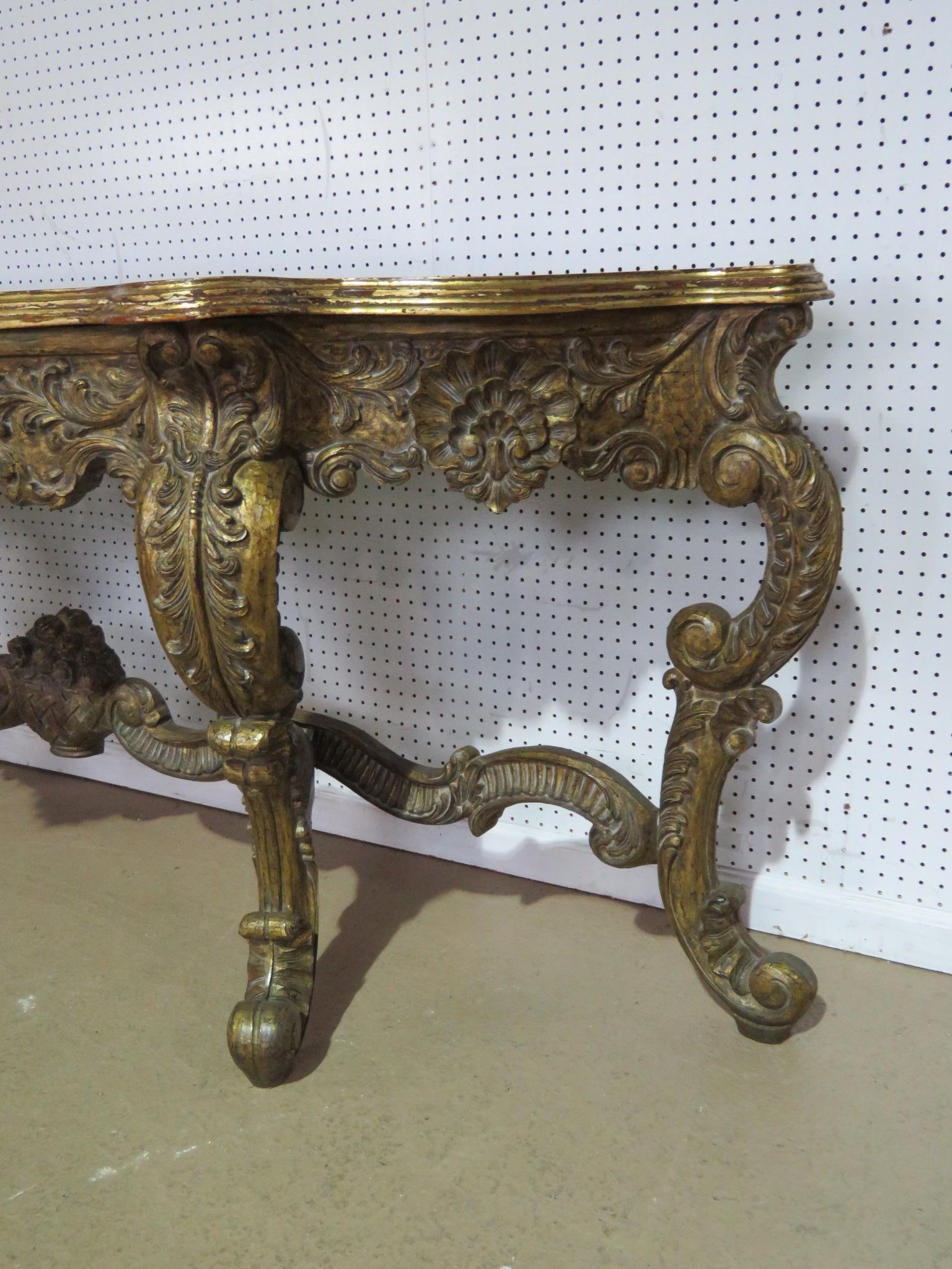 Giltwood Louis XV Style Console Table