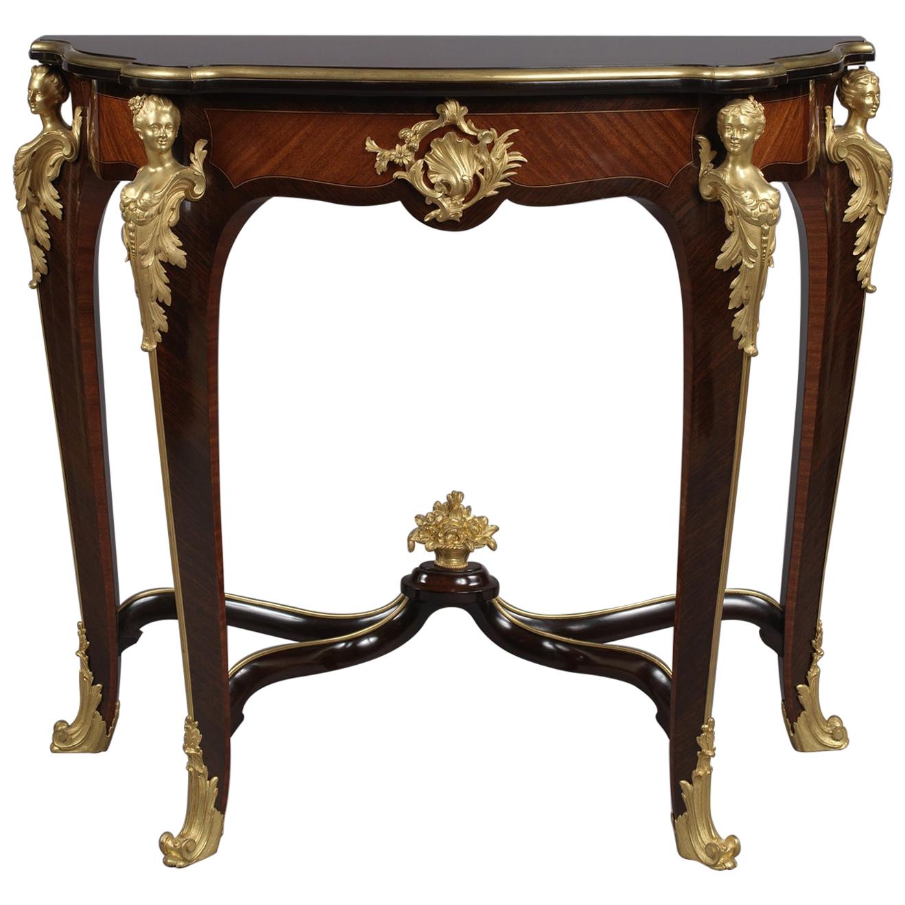 Louis XV Style Console Table in the Manner of François Linke. French, circa 1890 For Sale