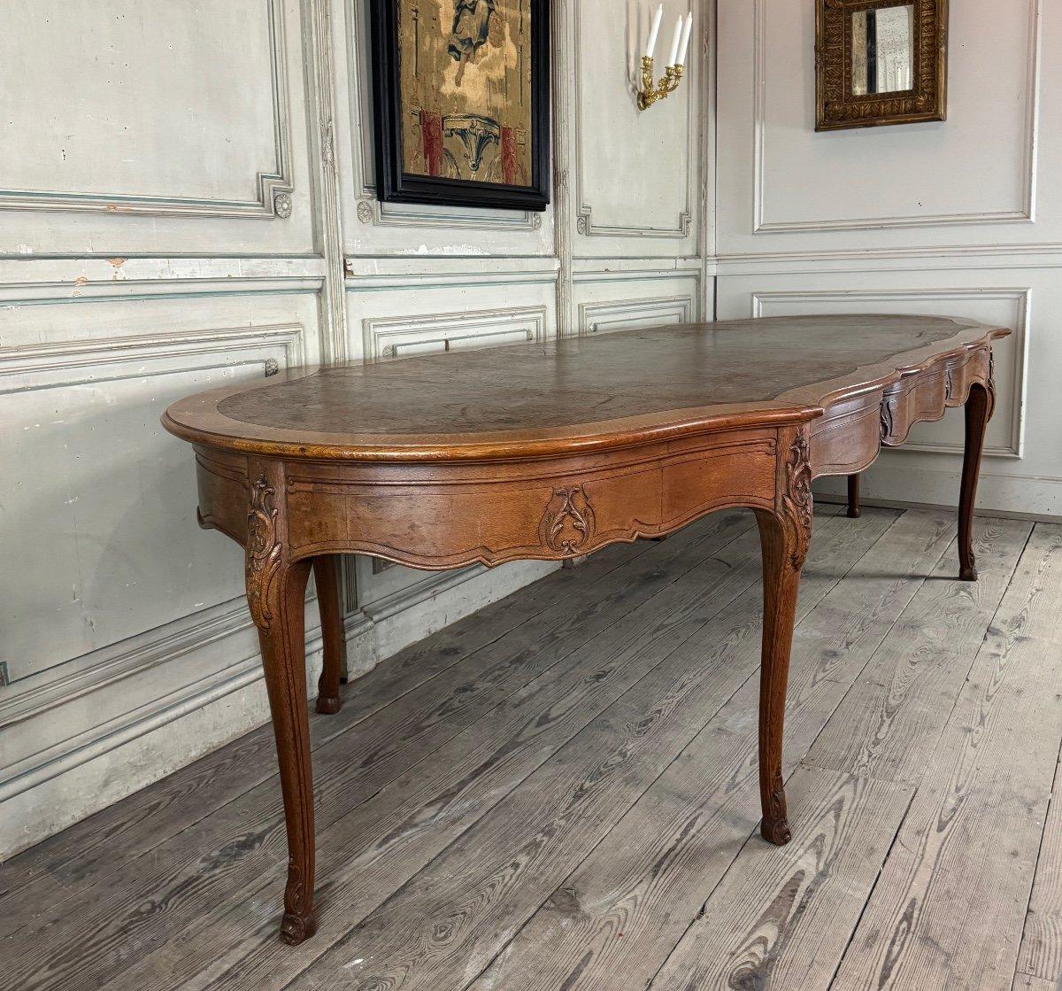 Louis XV Style Console Table Or Library Table In Carved Oak For Sale 1