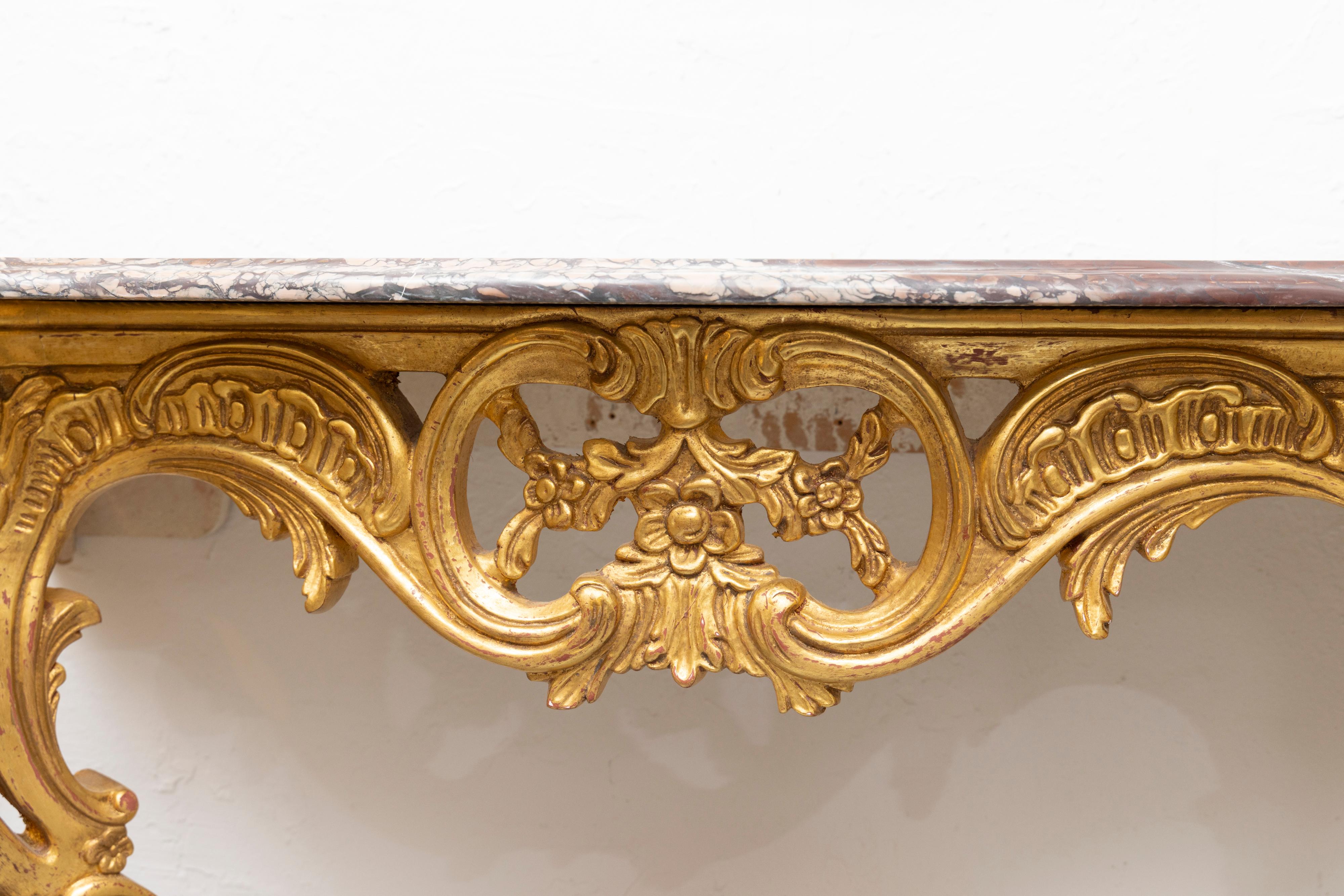 Consolas estilo Luis XV con tapa de mármol Dorado en venta