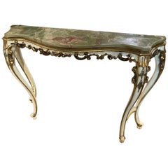 Louis XV -Style Console with Parcel Paint and Parcel Gilt Carvings