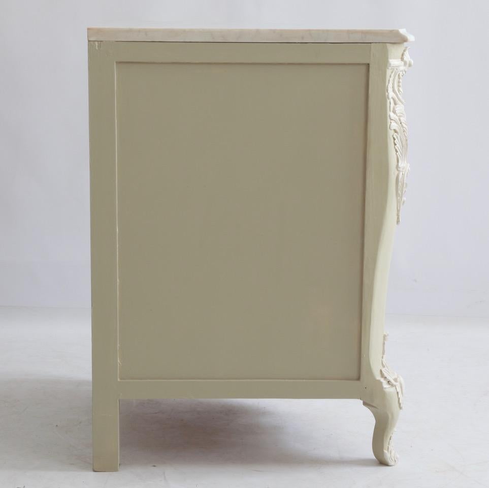 Contemporary Louis XV Style Corner Cabinet Made by La Maison London with Carrara Marble Top For Sale