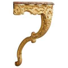 Louis XV style corner console in gilded wood and Breche marble top, 19th century