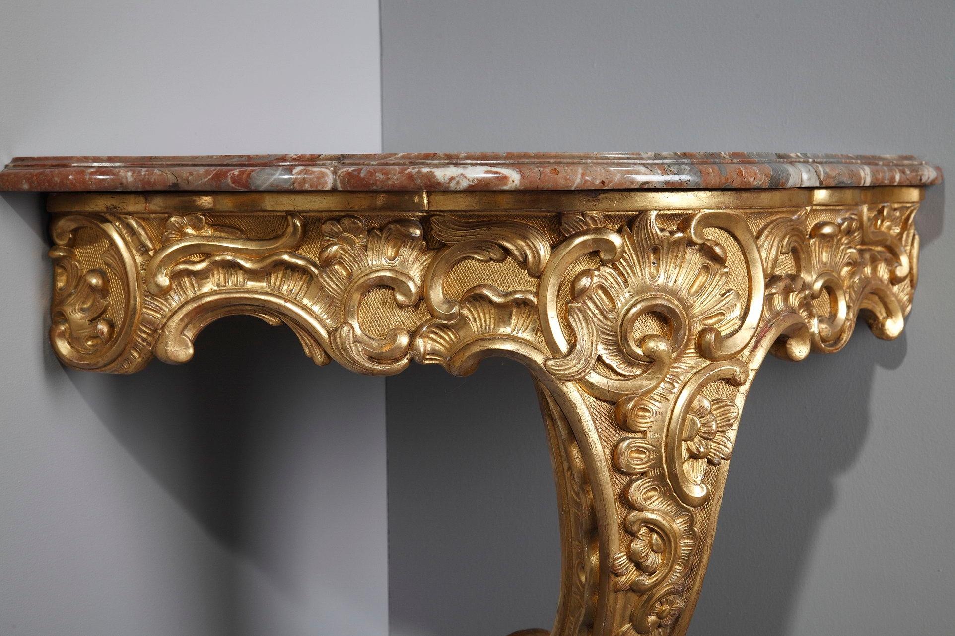 Louis XV Style Corner Consoles, Set of 2 For Sale 5