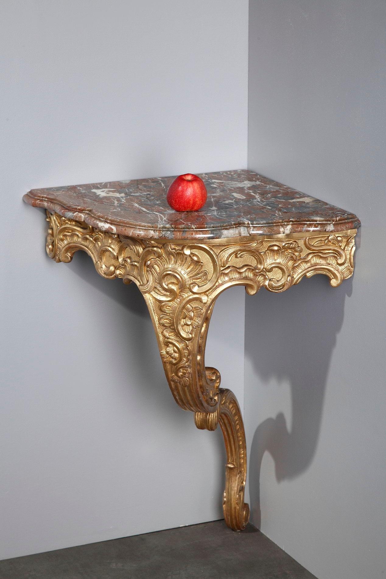 French Louis XV Style Corner Consoles, Set of 2 For Sale