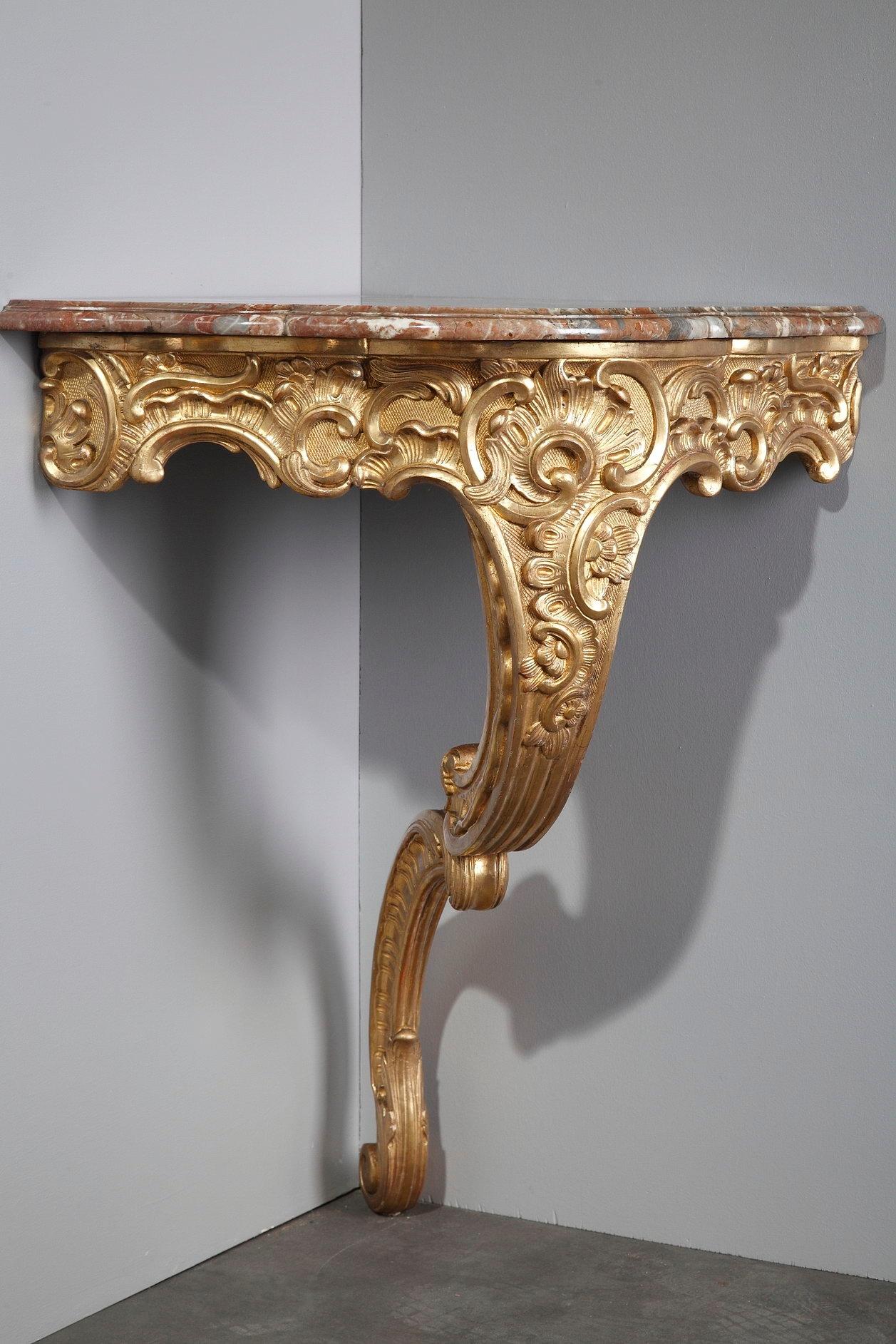 Louis XV Style Corner Consoles, Set of 2 For Sale 3