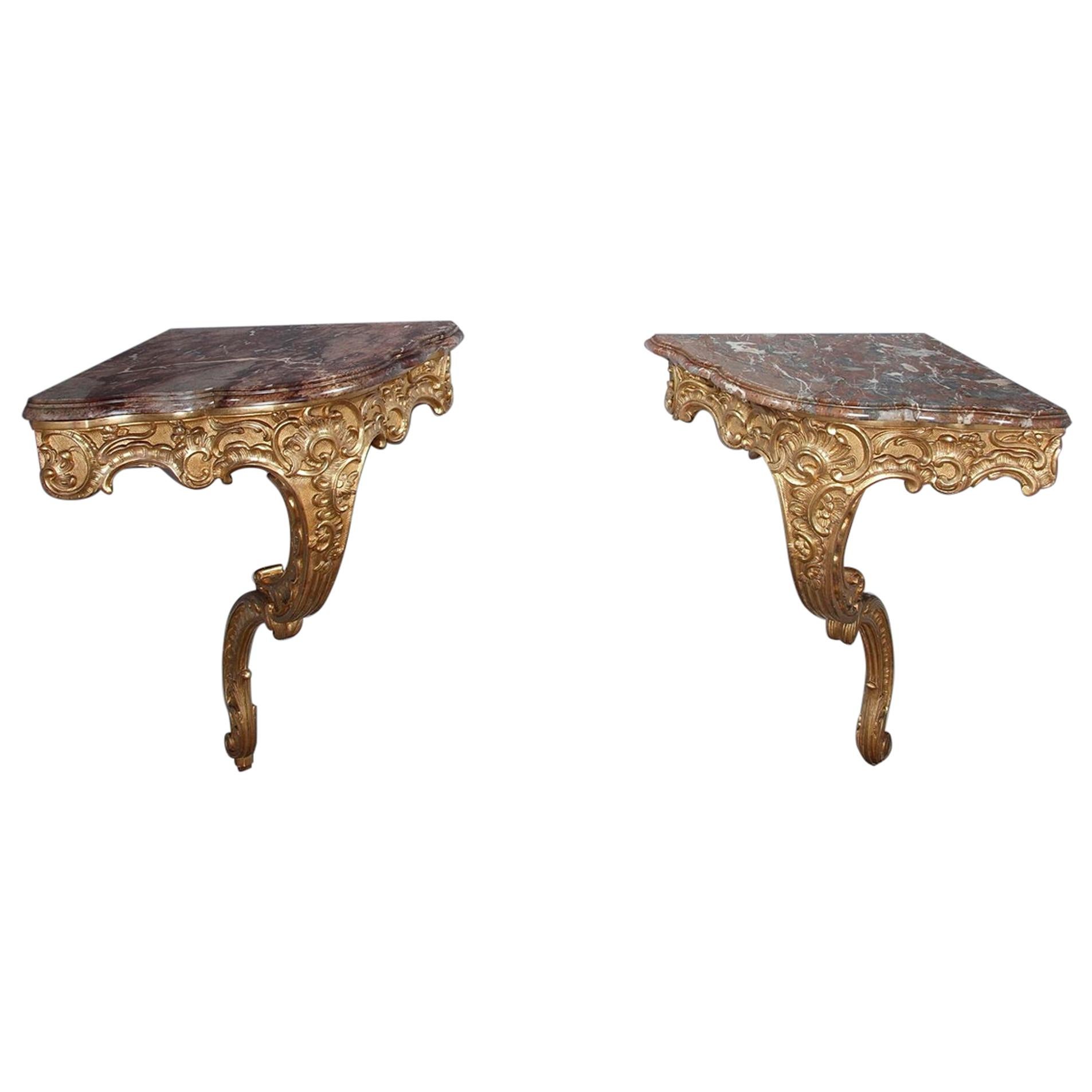 Louis XV Style Corner Consoles, Set of 2 For Sale