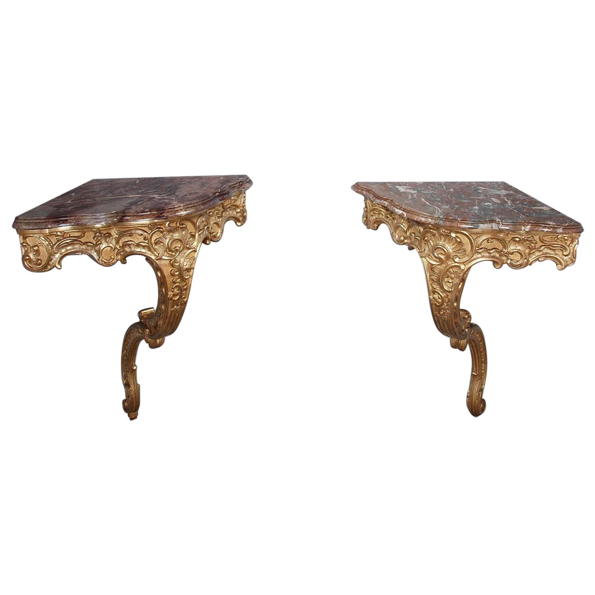 Louis XV Style Corner Consoles, Set of 2