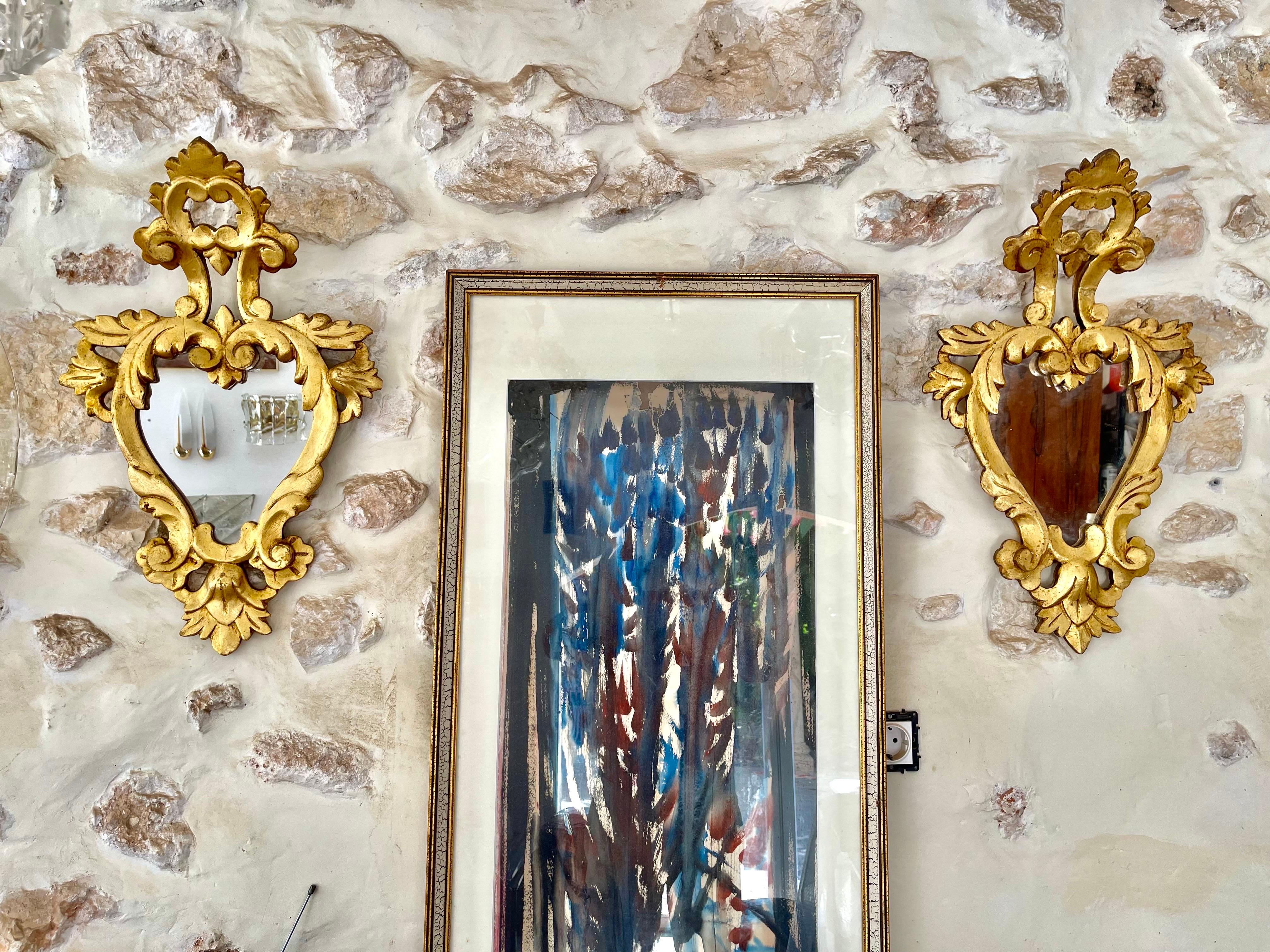 Espagnol Louis XV style cornucopia mirror in wood and gilding, Spain 1950s en vente