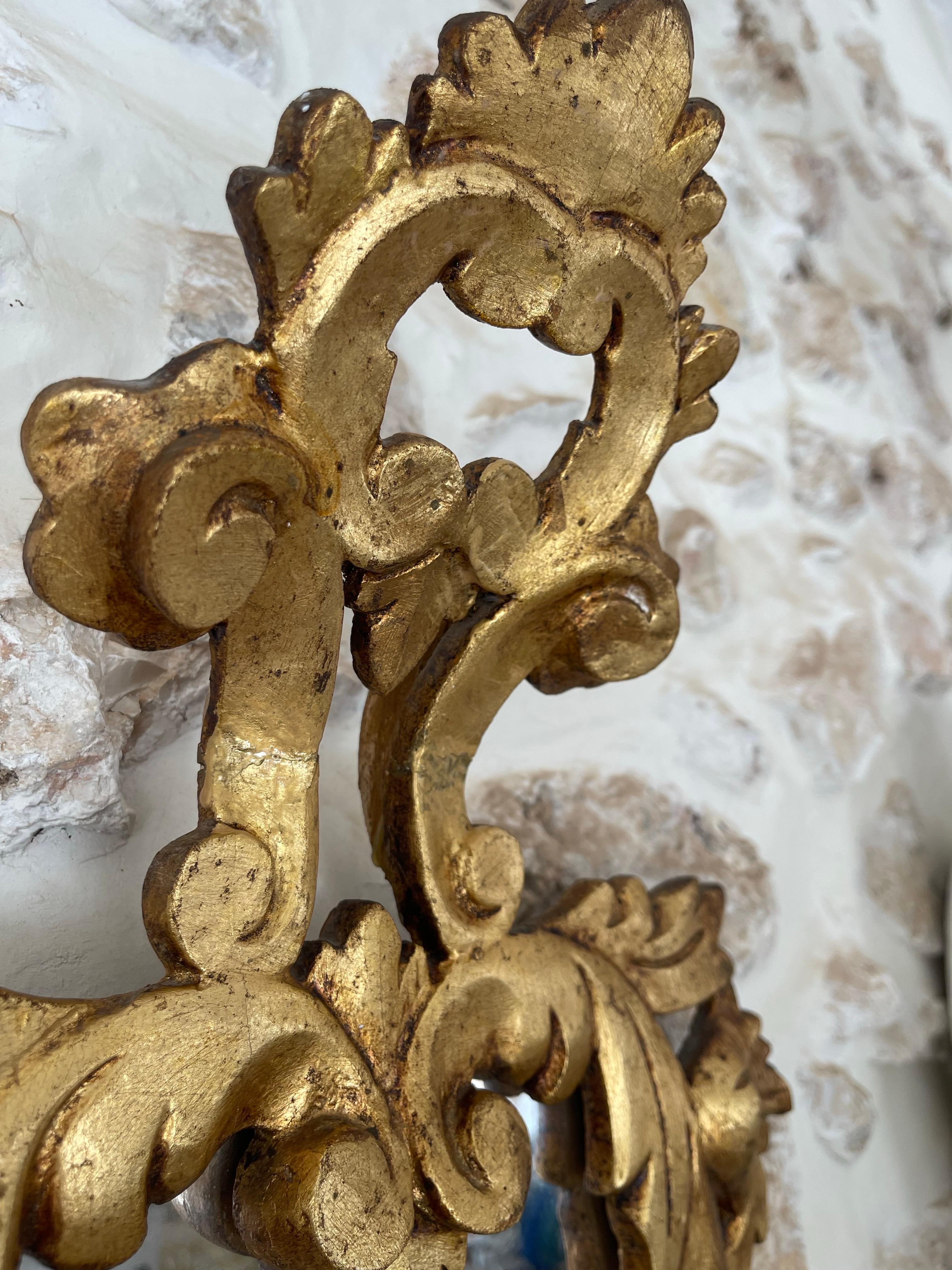 Louis XV style cornucopia mirror in wood and gilding, Spain 1950s en vente 2
