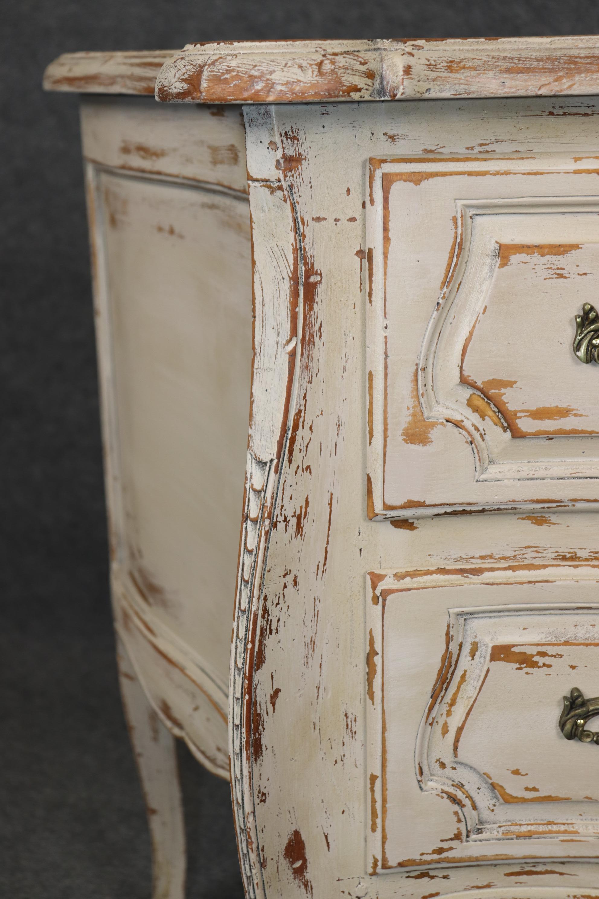 Louis XV Style Country French Two Drawer Distressed Paint Decorated Commode 6