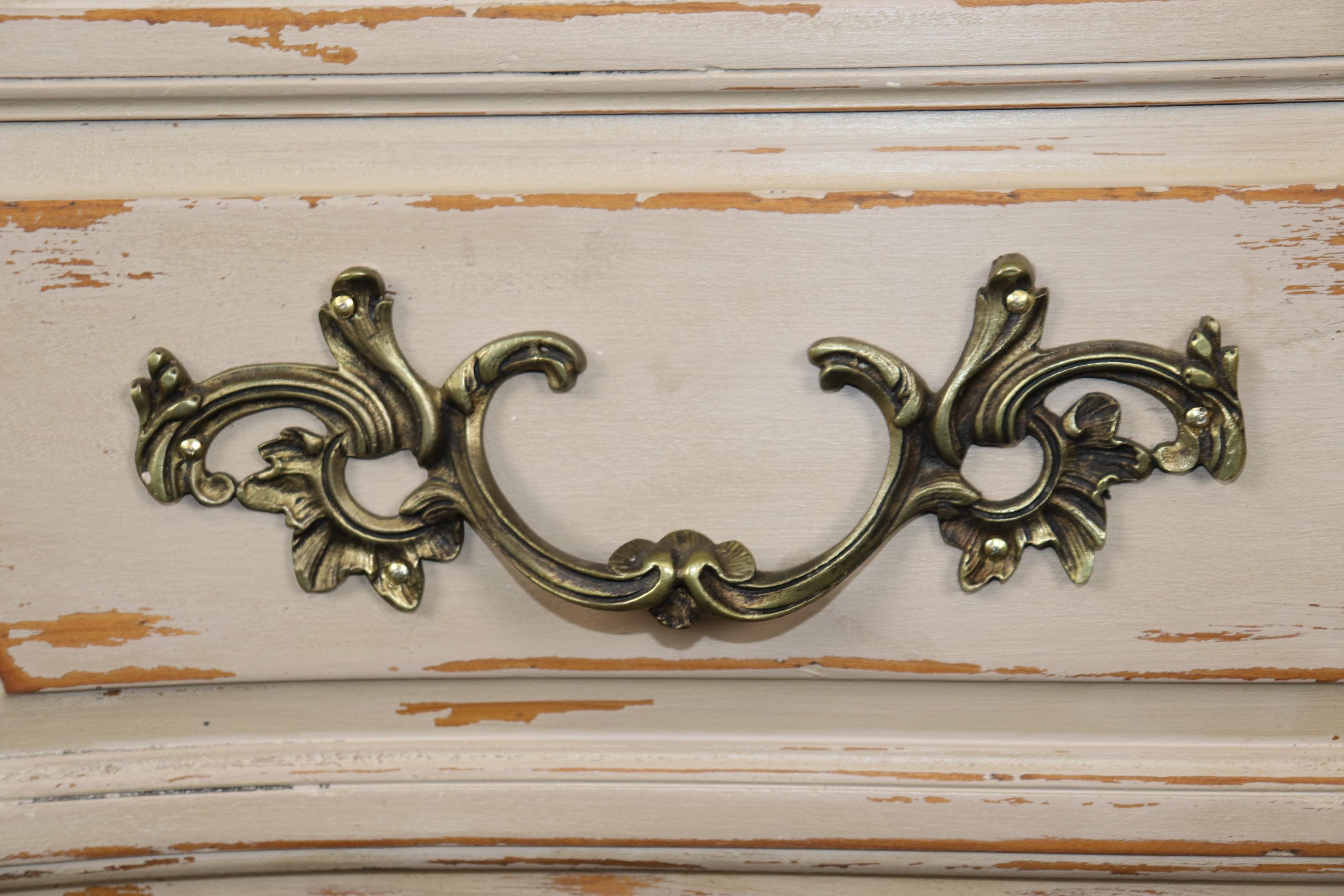 Louis XV Style Country French Two Drawer Distressed Paint Decorated Commode 8