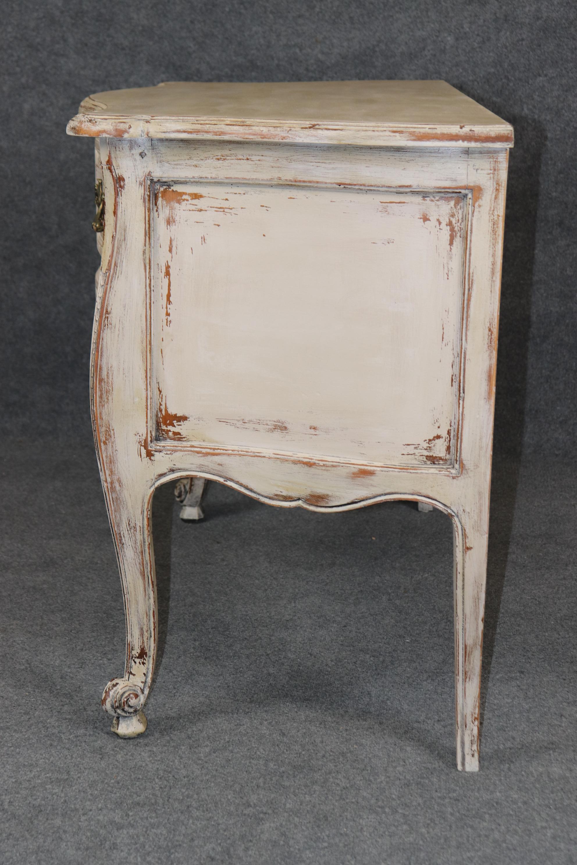 Cast Louis XV Style Country French Two Drawer Distressed Paint Decorated Commode