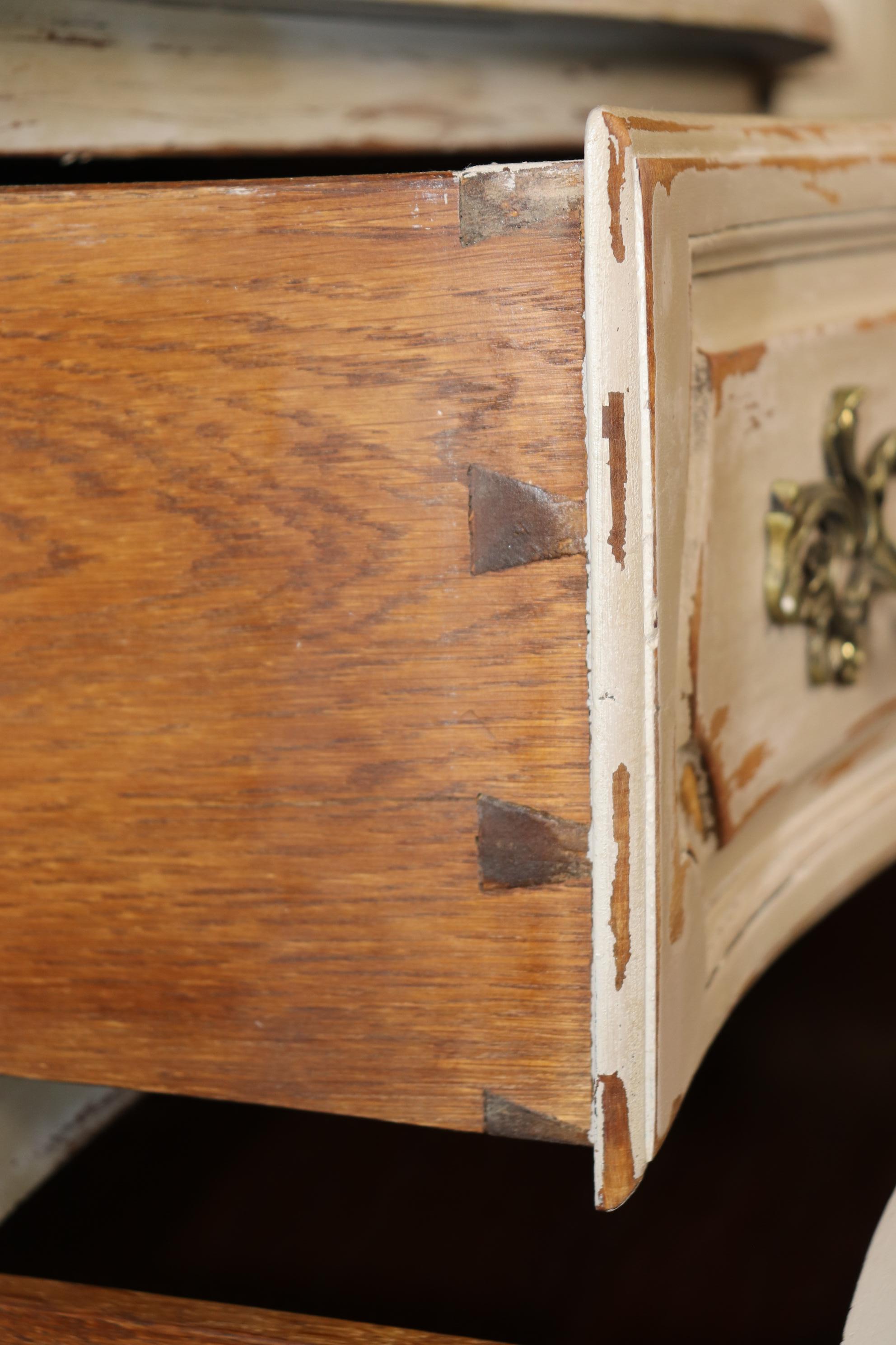Louis XV Style Country French Two Drawer Distressed Paint Decorated Commode 2