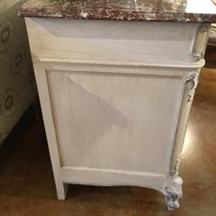 Louis XV Style Creme-Peinte and Marble-Top Chest, 19th Century