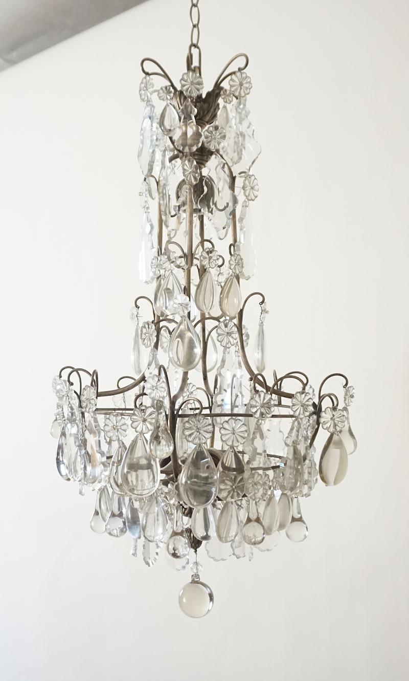 French Louis XV Style Crystal Chandelier, France, circa 1930 For Sale