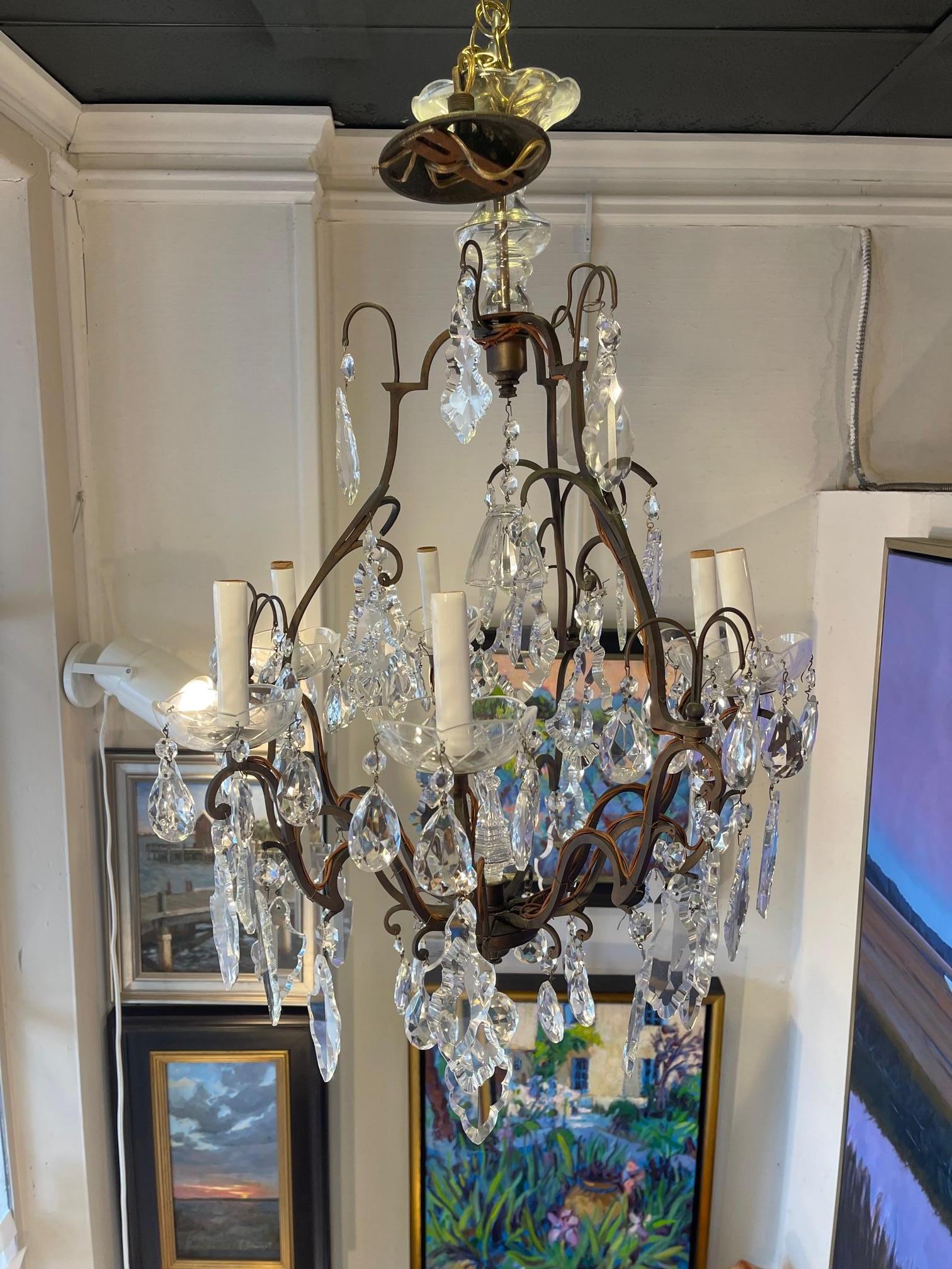Louis XV Style Cut Glass and Gilt Metal Chandelier 19th/20th Century For Sale 1