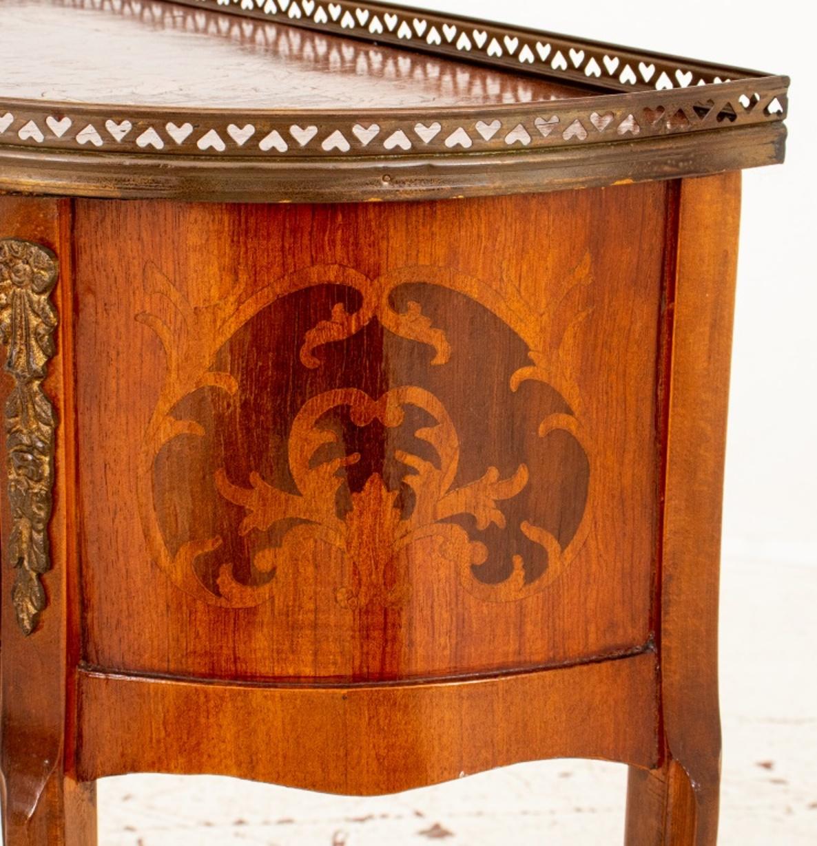 Louis XV Style Demilune Marquetry Nightstand 3
