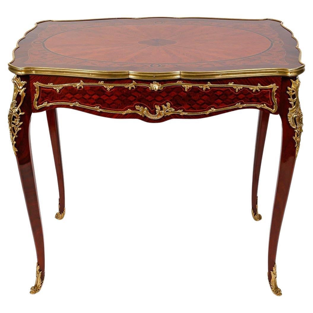 Louis XV Style Desk and Side Table, 19th Century.