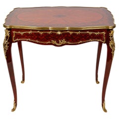 Antique Louis XV Style Desk and Side Table, 19th Century.