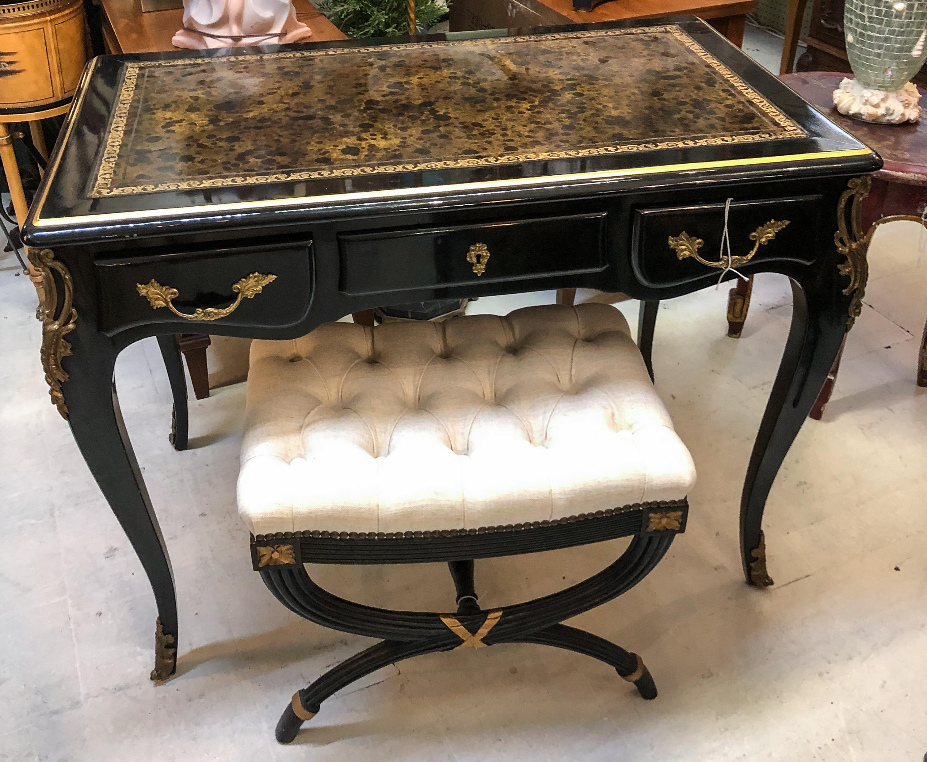 19th Century Louis XV Style Desk / Secretary with Neoclassical Stool