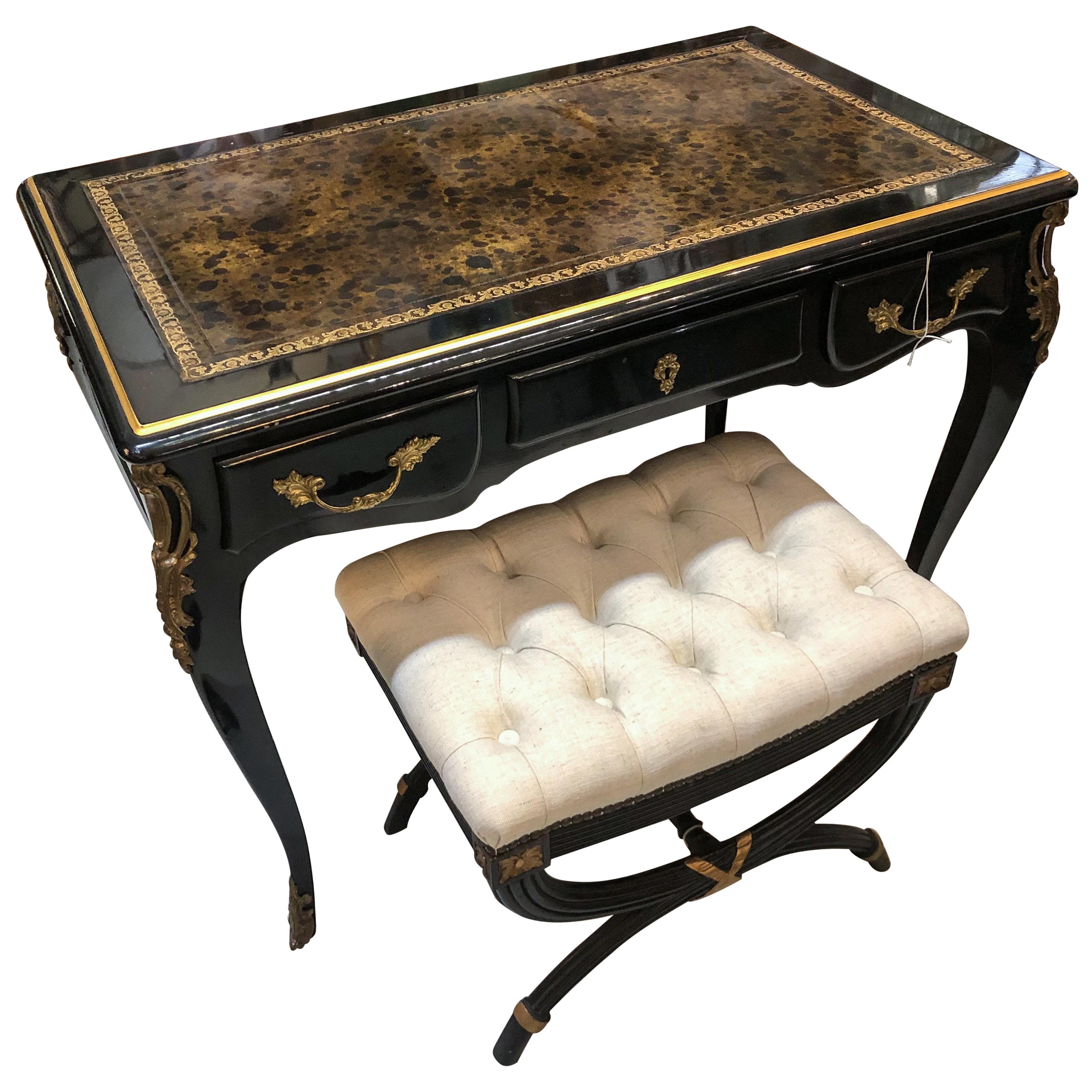 Louis XV Style Desk / Secretary with Neoclassical Stool