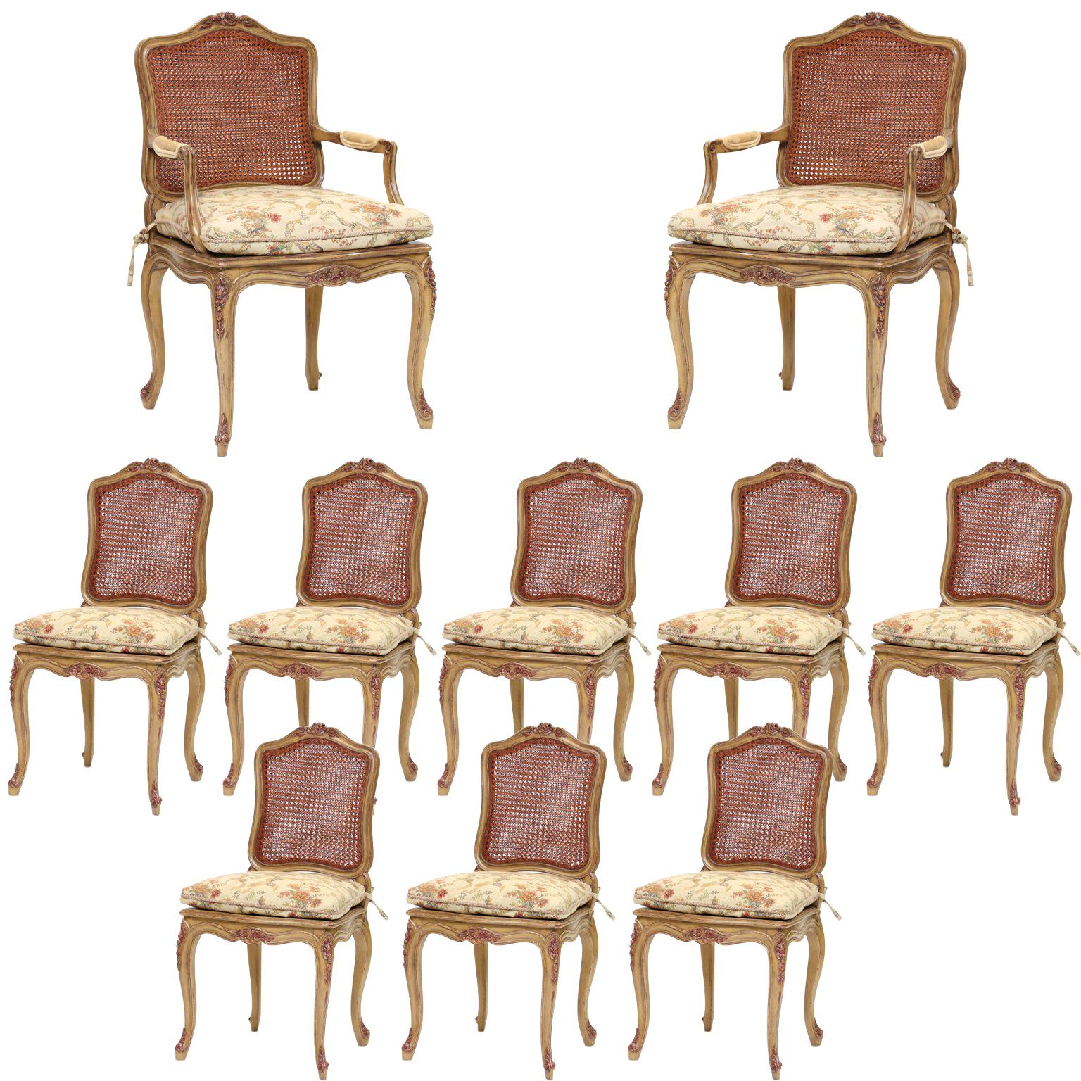 Louis XV Style Dining Chairs Set of 10