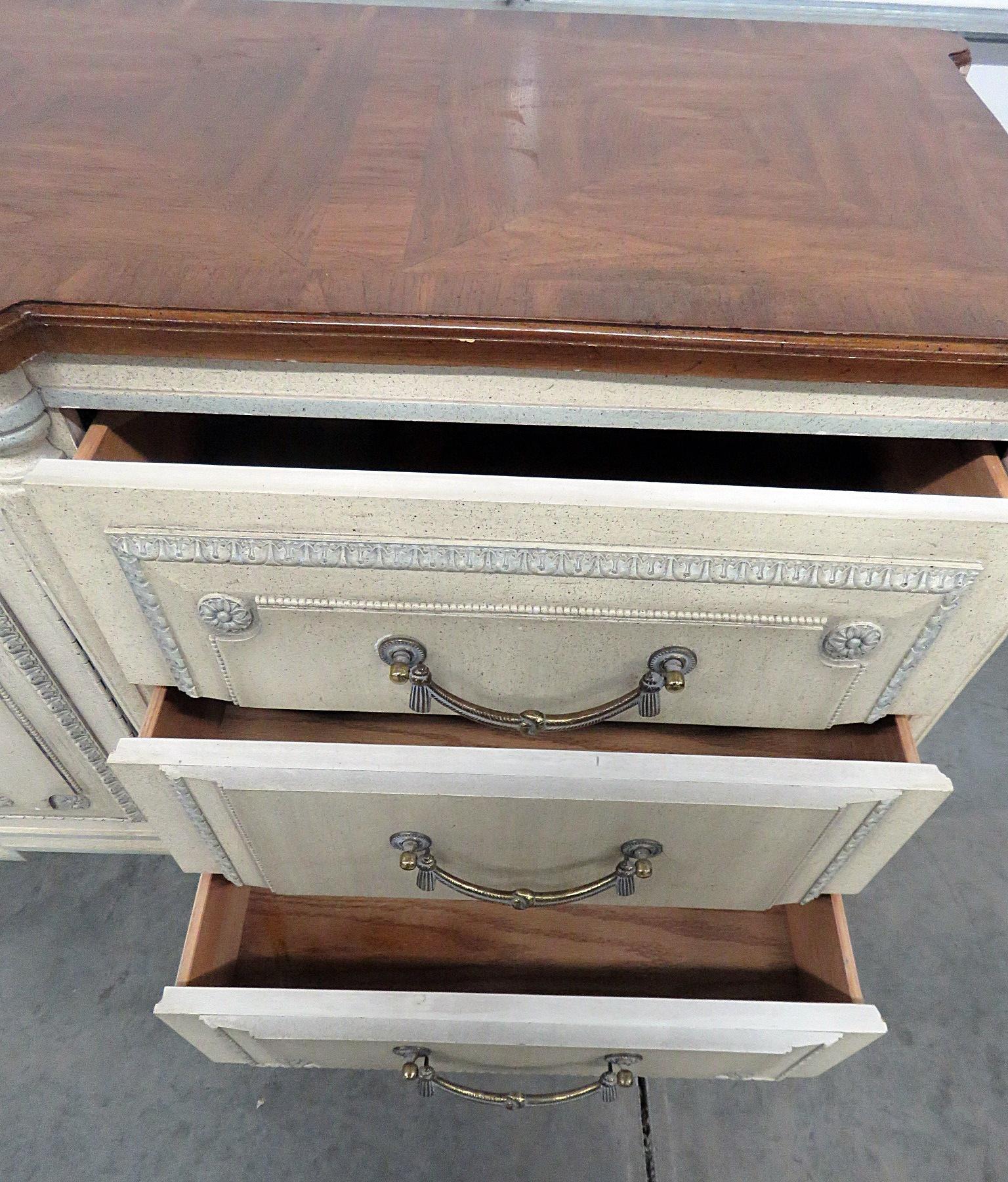 Long French Louis XVI Style Painted Triple Dresser Sideboard  9