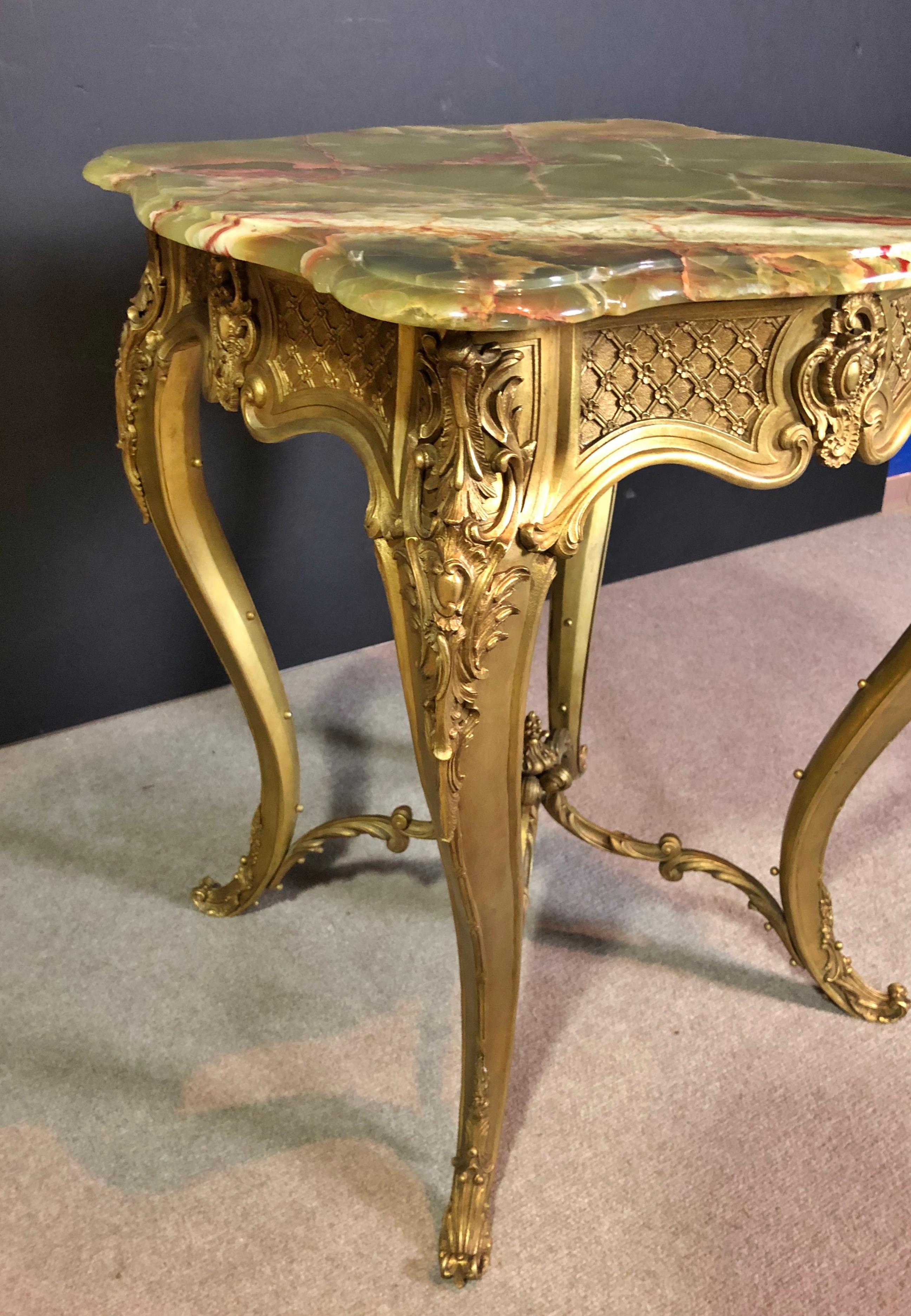 Louis XV Style Doré Bronze and Green Onyx Guéridon Table 1
