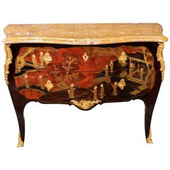 Louis XV Style Drawer Commode, Chinese Style Lacquer, 1950s