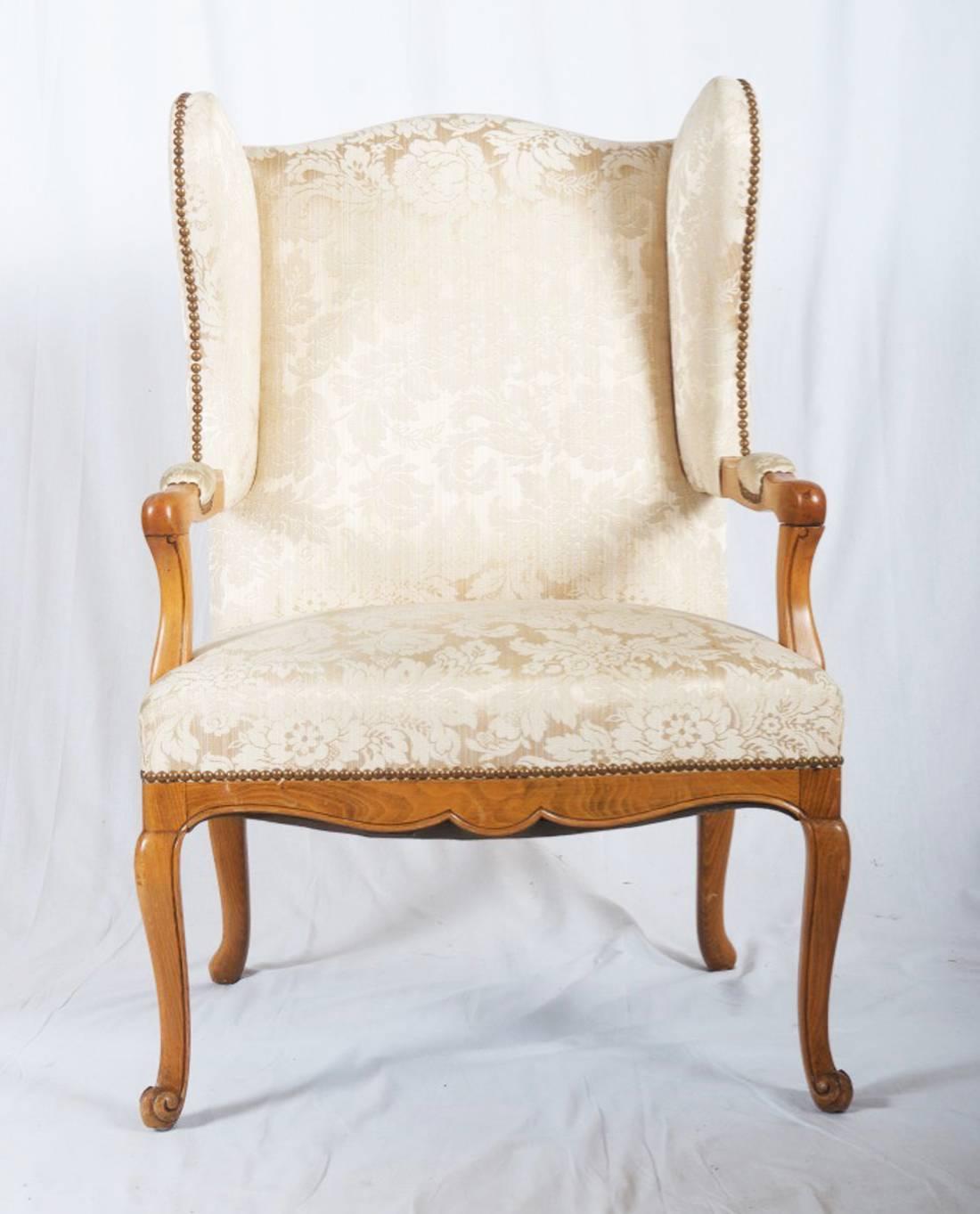 Mid-20th Century Louis XV Style Early 20th Century Wingback Chair For Sale