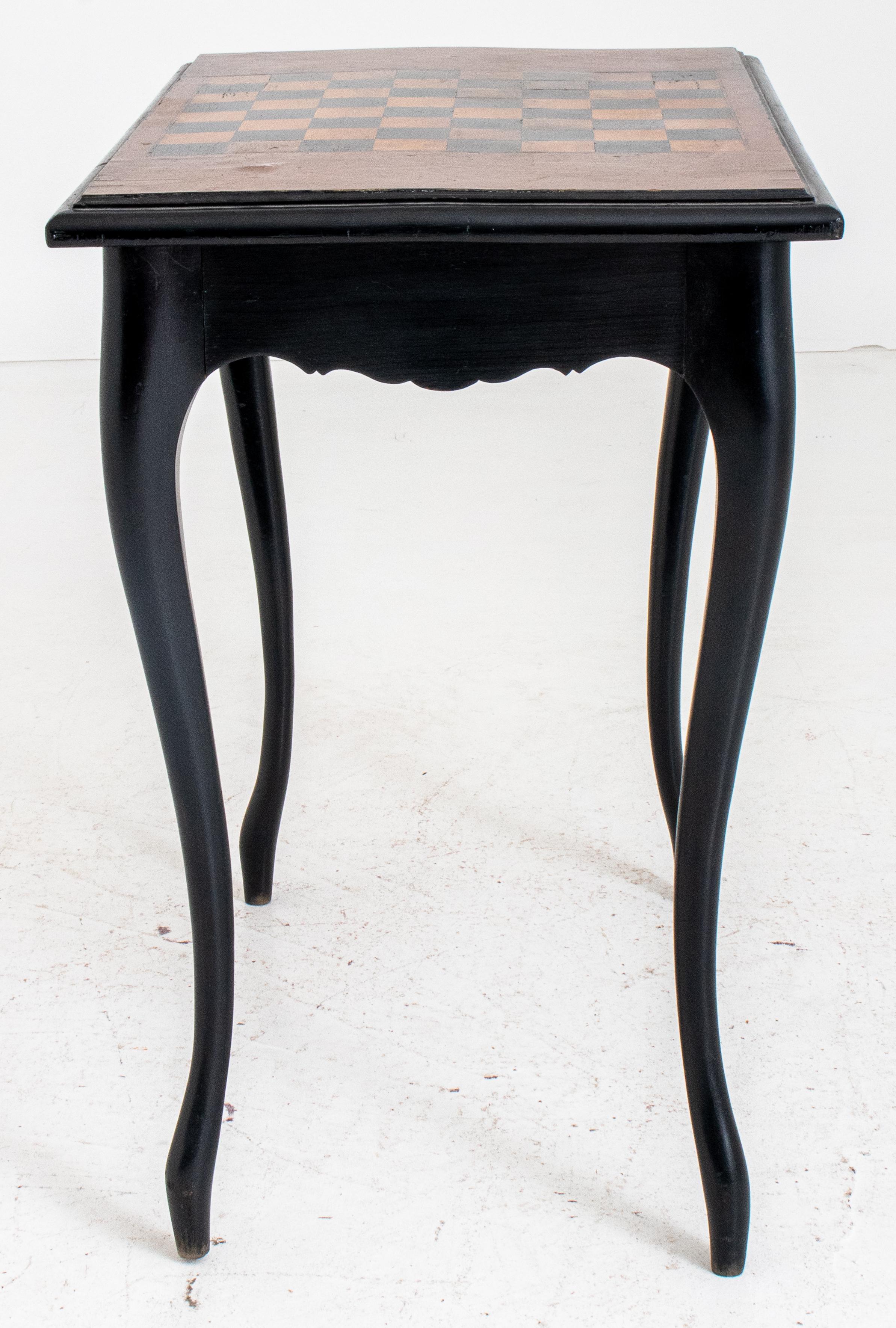 20th Century Louis XV Style Ebonized Games Table For Sale