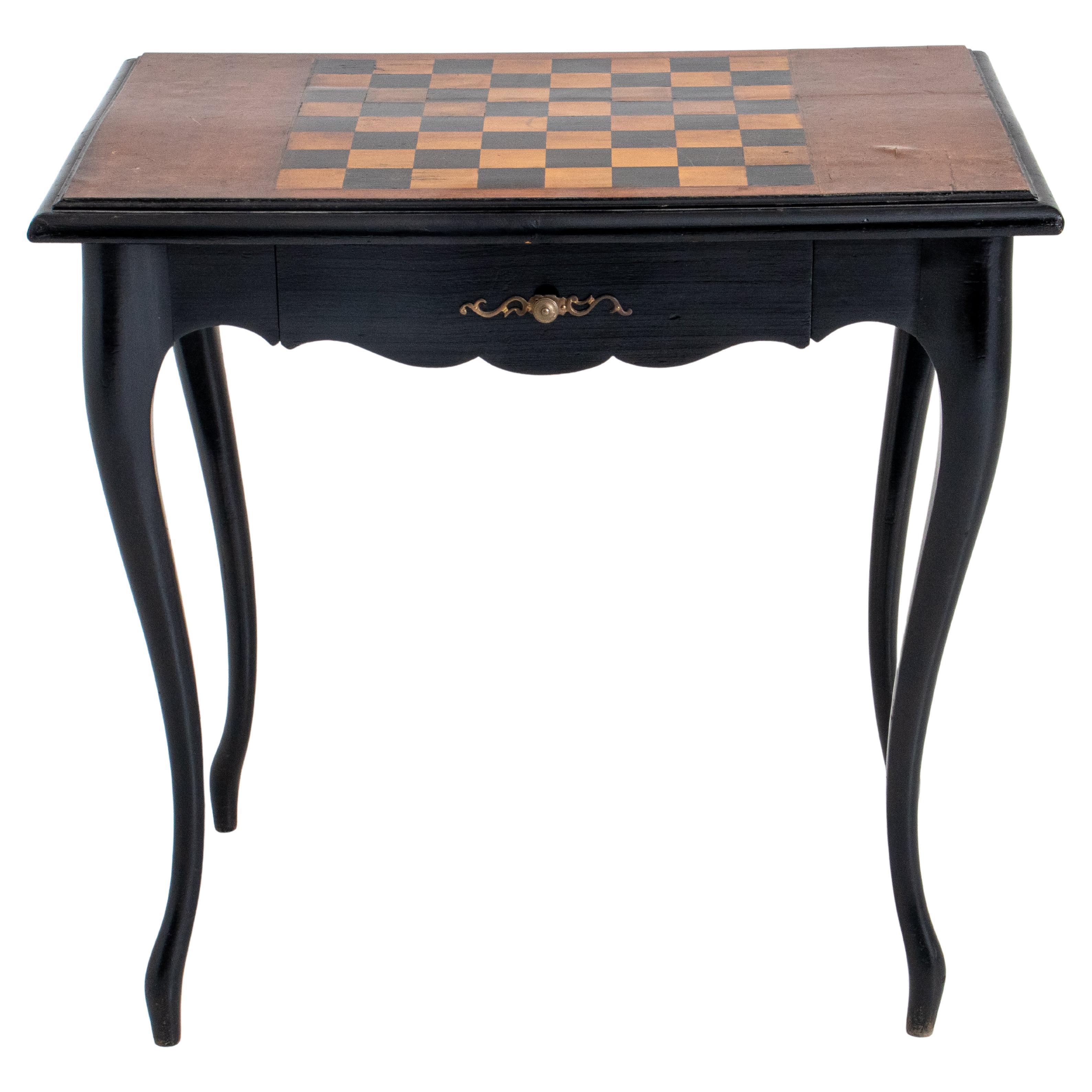 Table de jeu en bois d'ébène de style Louis XV en vente