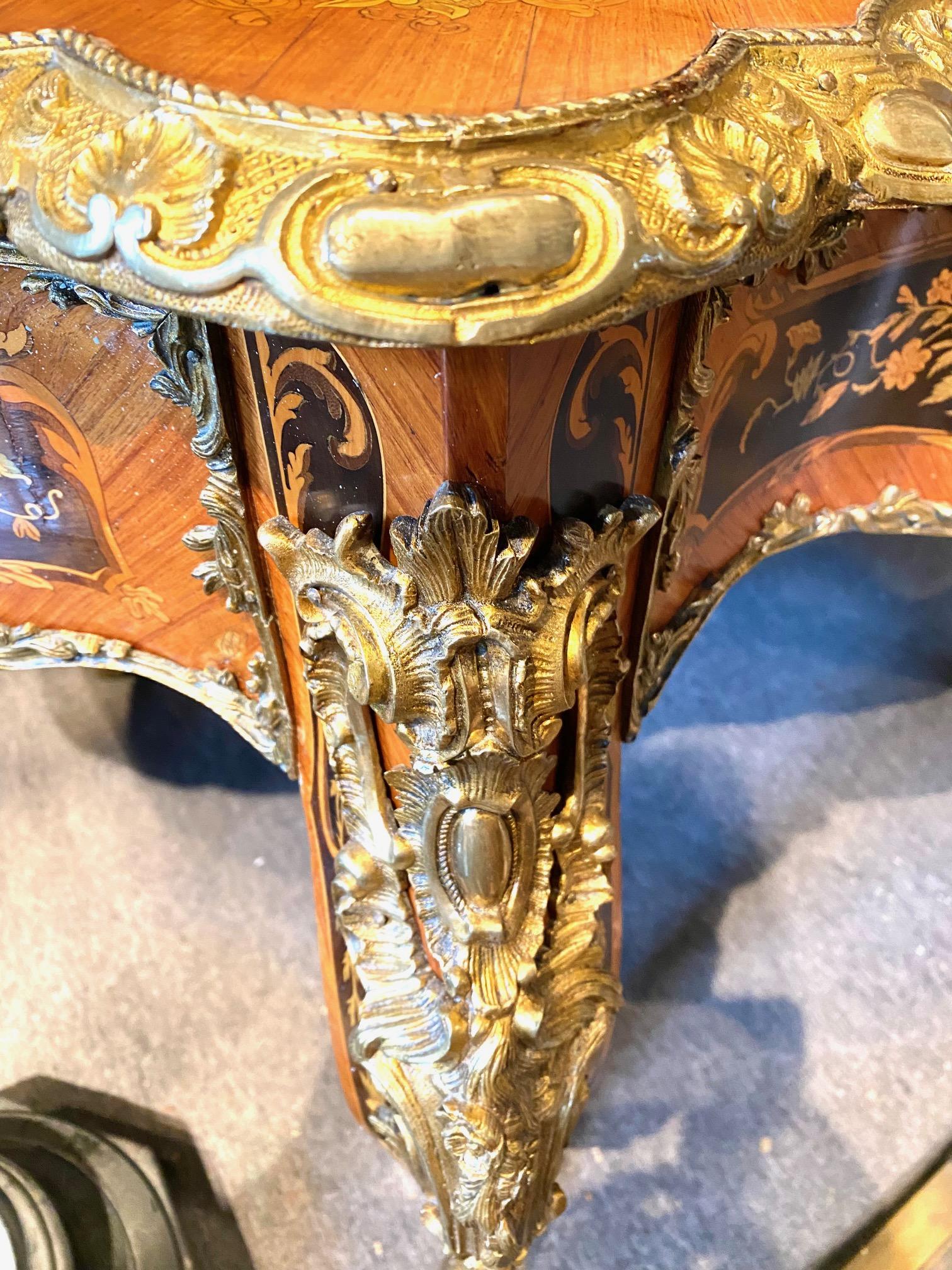 Louis XV Style Extensively Inlaid Marquetry Center Table For Sale 7