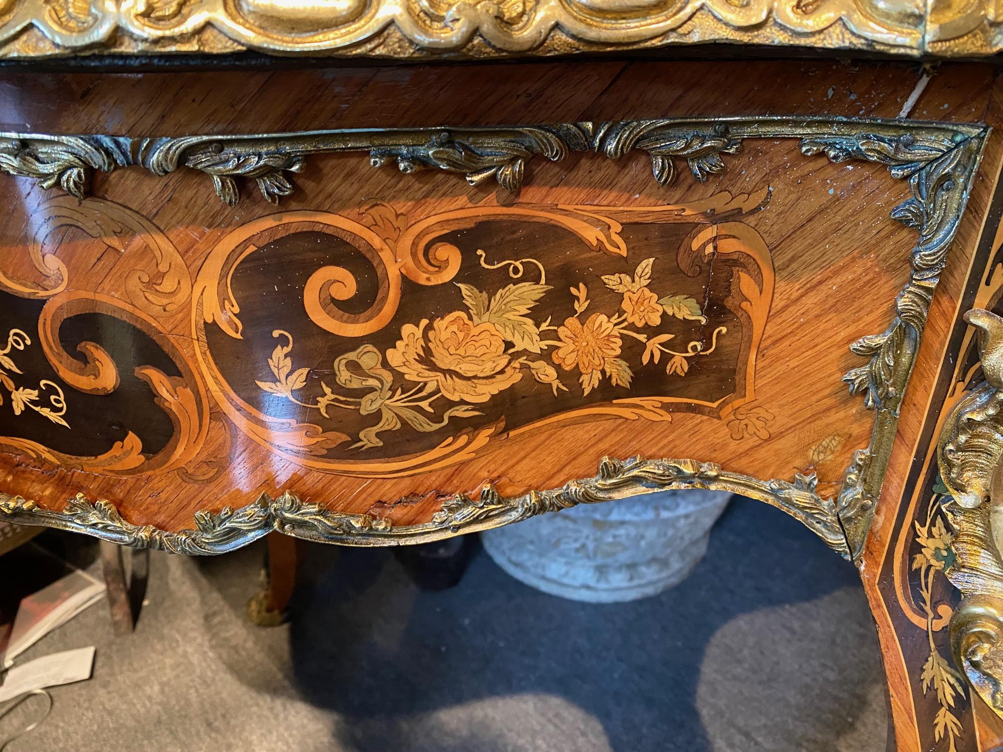 Louis XV Style Extensively Inlaid Marquetry Center Table For Sale 2