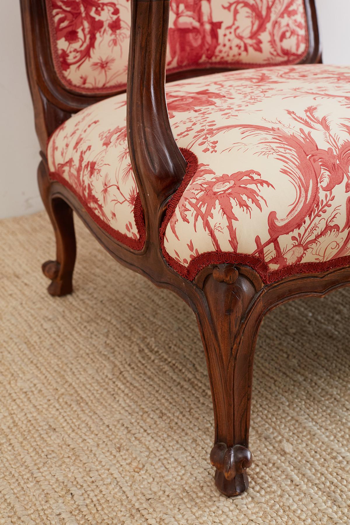 Louis XV Style Fauteuil Armchairs with Scalamandre Chinoiserie Toile 6