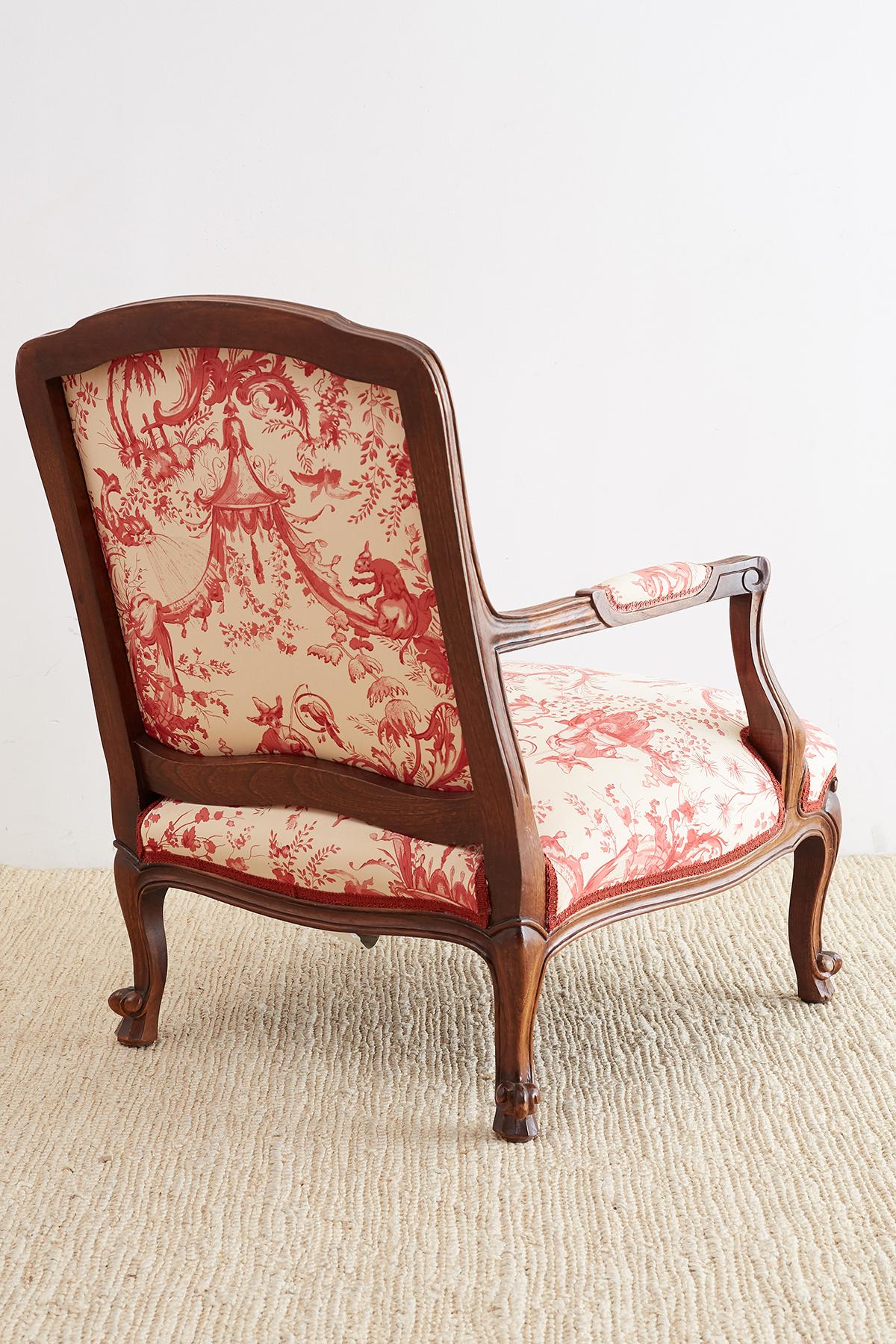 Louis XV Style Fauteuil Armchairs with Scalamandre Chinoiserie Toile 11