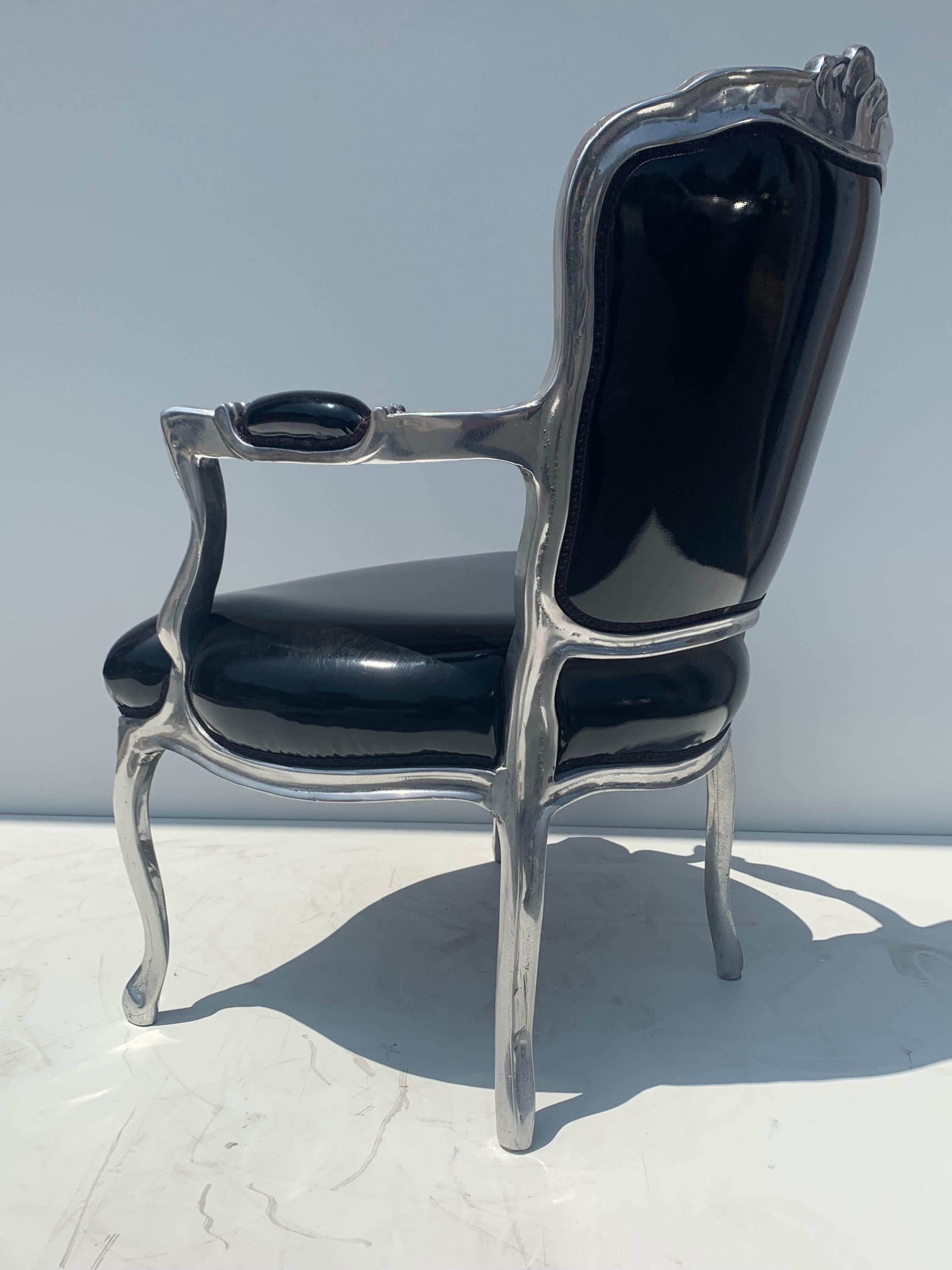 Polished Fauteuil Chair Footrest in Solid Aluminum