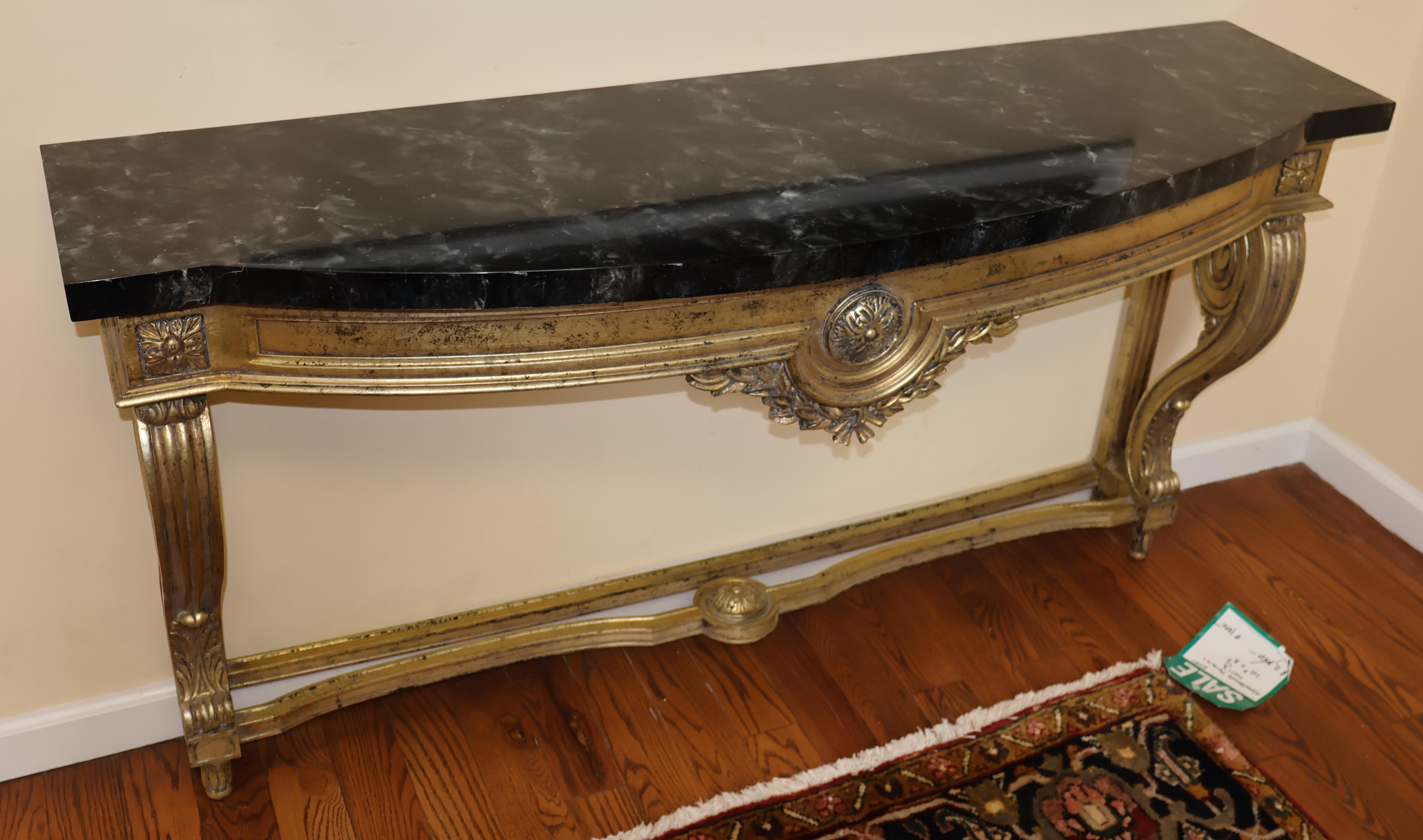 Louis XV Stil Faux Marmor Gold Konsolentisch zugeschrieben Maison Jansen (Louis XVI.) im Angebot