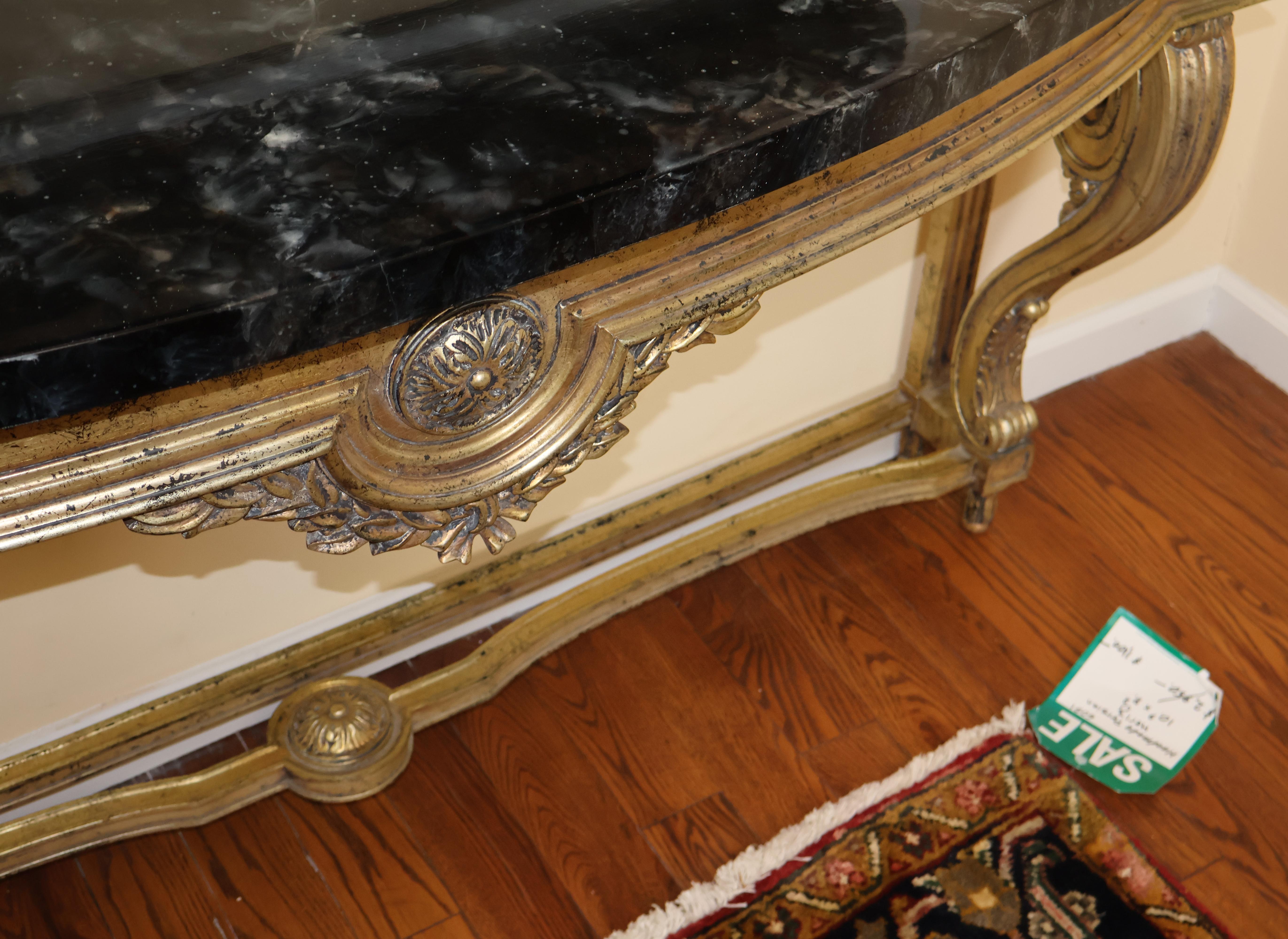 Louis XV Stil Faux Marmor Gold Konsolentisch zugeschrieben Maison Jansen im Angebot 1