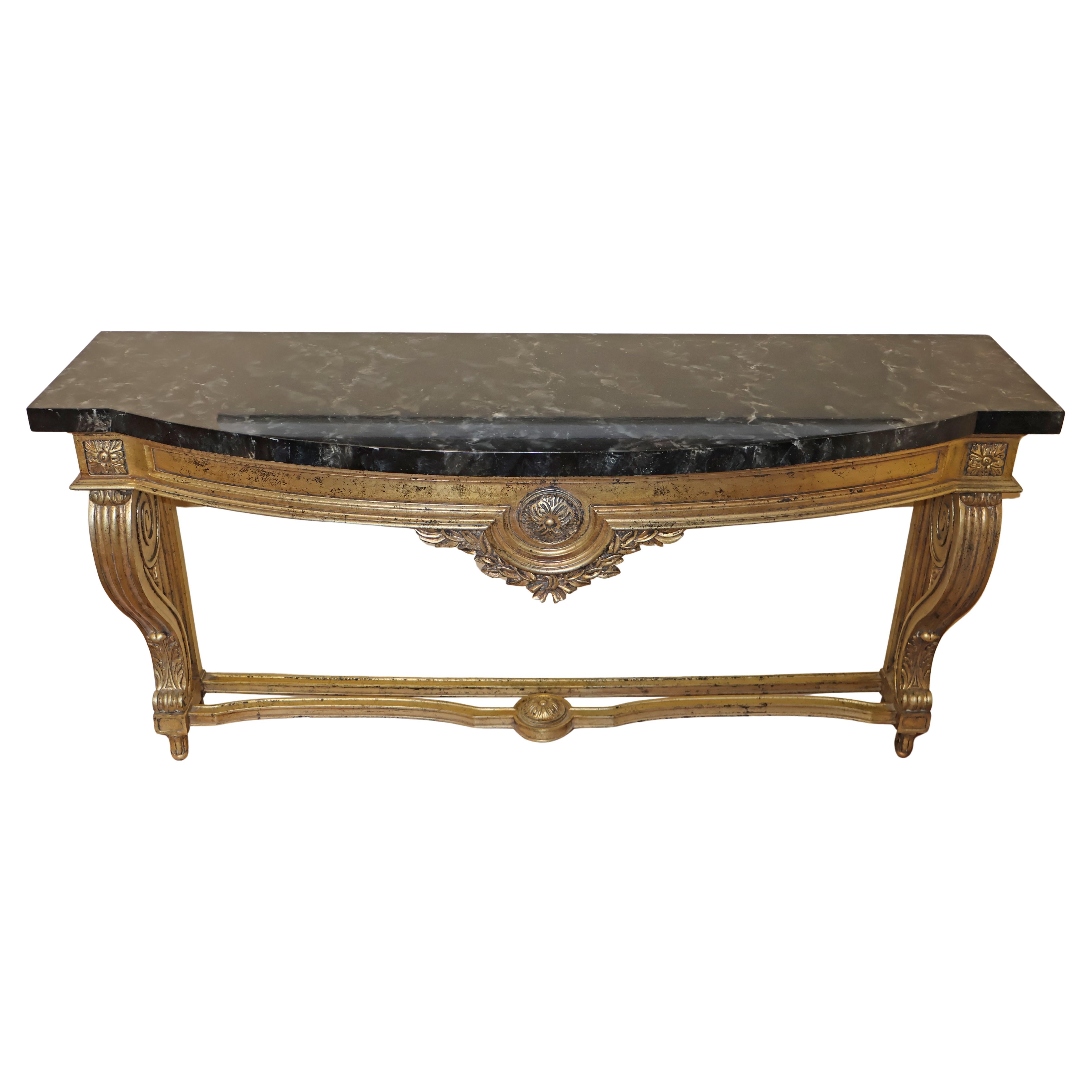 Louis XV Stil Faux Marmor Gold Konsolentisch zugeschrieben Maison Jansen