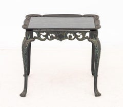 Louis XV Style Faux Marble Top Cast Iron End Table