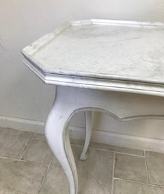 Louis XV Style Faux Painted End Table with Marble Vein Design, 1950s