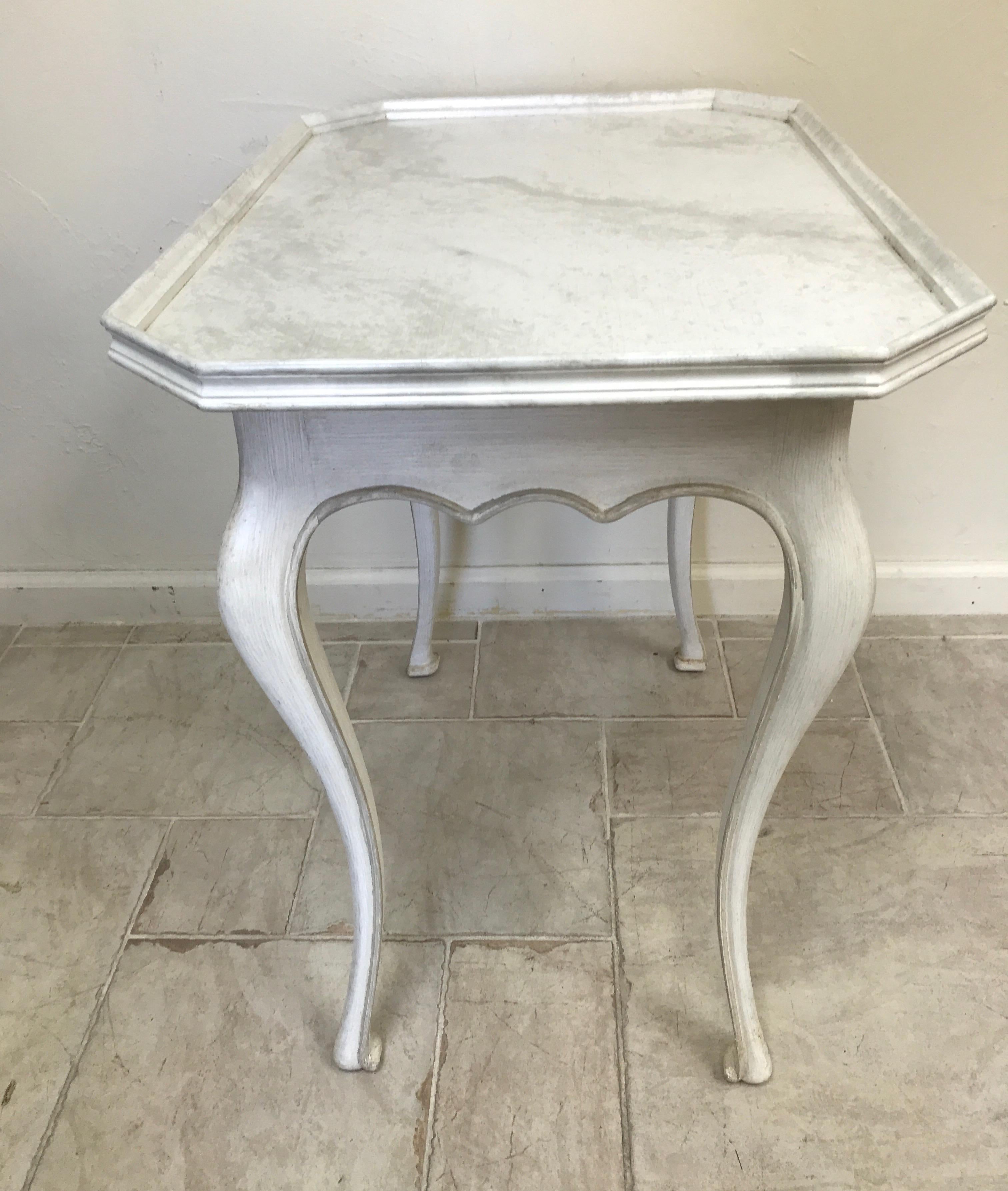Wood Louis XV Style Faux Painted Side Table For Sale